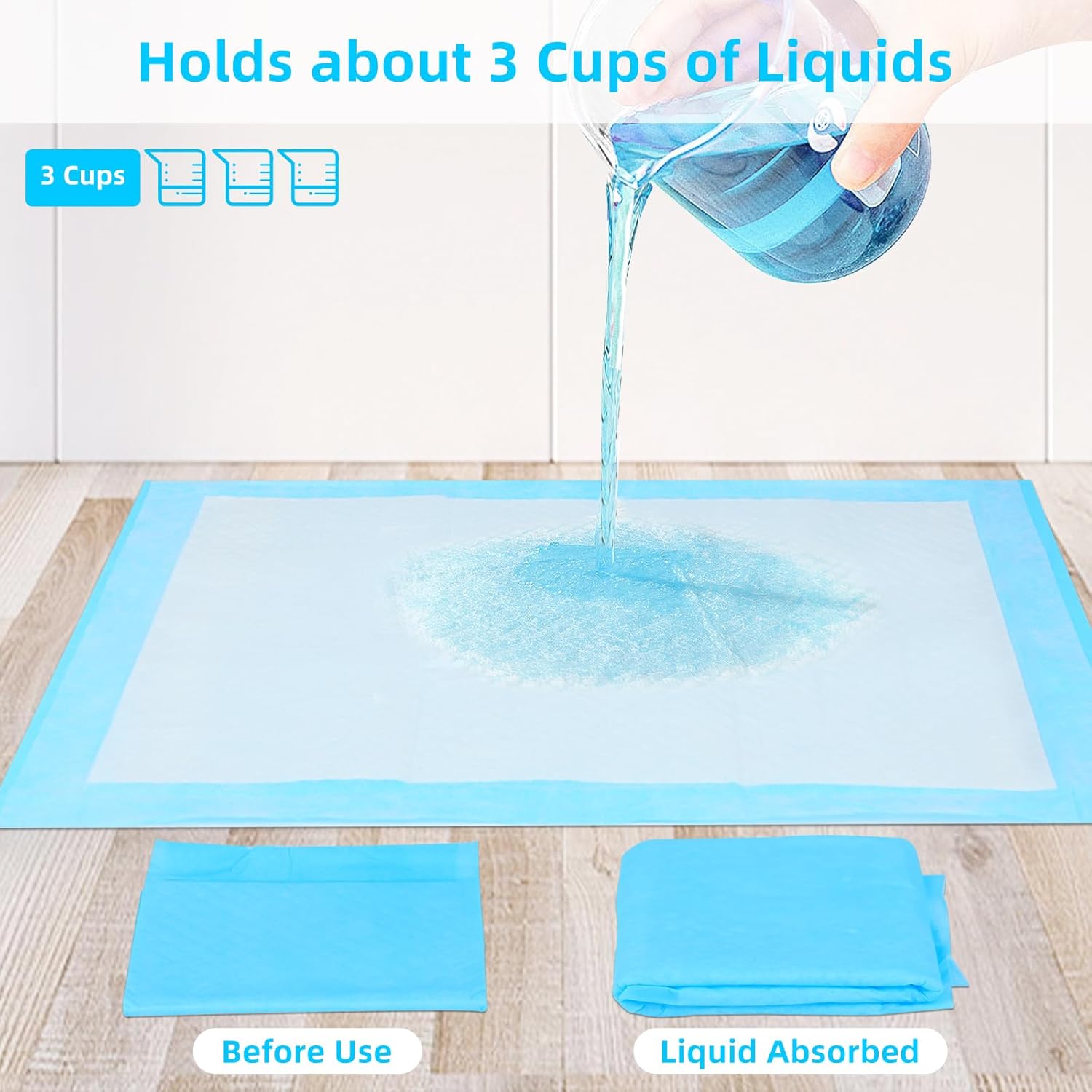 Super Absorbent Waterproof Dog And Puppy Pet Training Pad, Housebreaking Pet Pad,Blue 22"X22" 50Pcs Blue Plastic