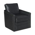 Black Swivel Accent Chair Black Primary Living Space Modern Genuine Leather