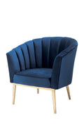 Midnight Blue And Gold Tufted Accent Chair Blue Gold Primary Living Space Wood Fabric