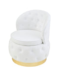 360 Degree Swivel Cuddle Barrel Accent Storage Chairs White Velvet