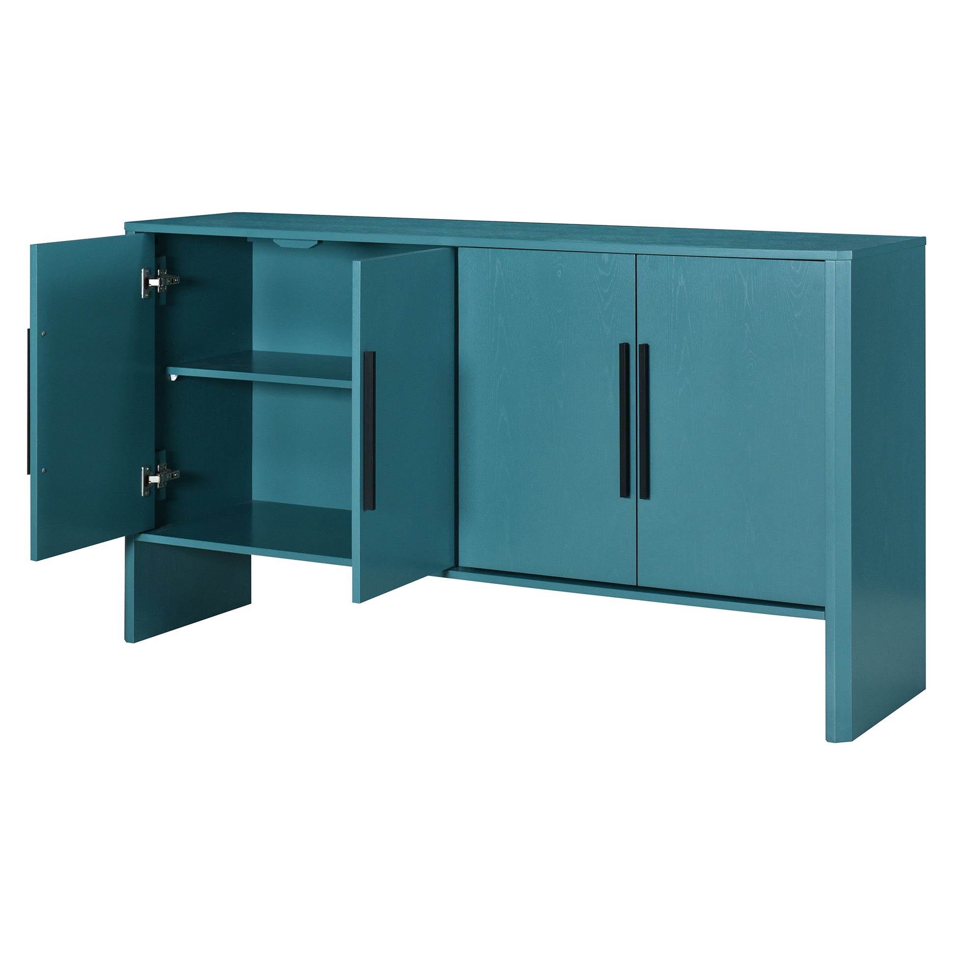 4 Door Large Storage Retro Sideboard With Adjustable Shelves And Long Handles For Kitchen, Dining Room And Living Room Antique Blue Antique Blue Mdf