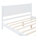 Queen Size Wood Platform Bed Frame, Retro Style Bed With Rectangular Headboard,No Need Box Spring,White Queen White Wood