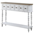 Dark Charcoal And Antique White Console Table White Primary Living Space Rubberwood Drawers Rectangular Wood