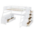 Full Size Loft Bed With 7 Drawers 2 Shelves And Desk White Full White Plywood