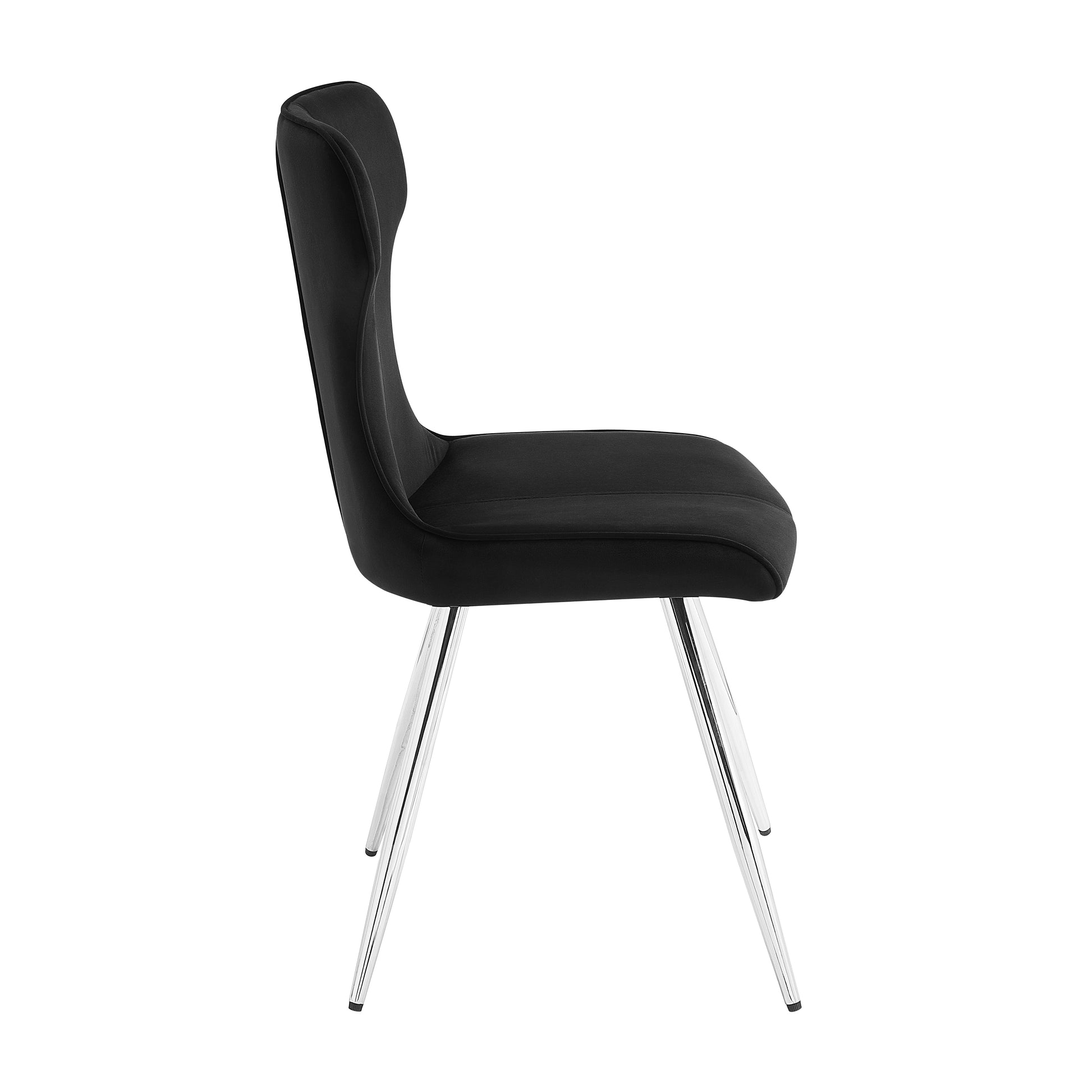 Ultra Modern Dining Furniture Set Of 2 Side Chairs Black Velvet Upholstery Chrome Finish Metal Legs Black,Chrome Dining Room Ultra Modern Side Chair Set Of 2 Metal