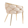 Luxury Handmade Accent Chair With Gold Legs, Modern Velvet Armchair For Living Room And Bedroom Beige Foam Velvet