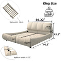 King Size Luxury Upholstered Platform Bed With Oversized Padded Backrest And Solid Wood Frame,Suitable For Multiple Heights Of Mattresses,Beige Old Sku:W1885S00015 Box Spring Not Required King Beige Wood Pine Solid Wood