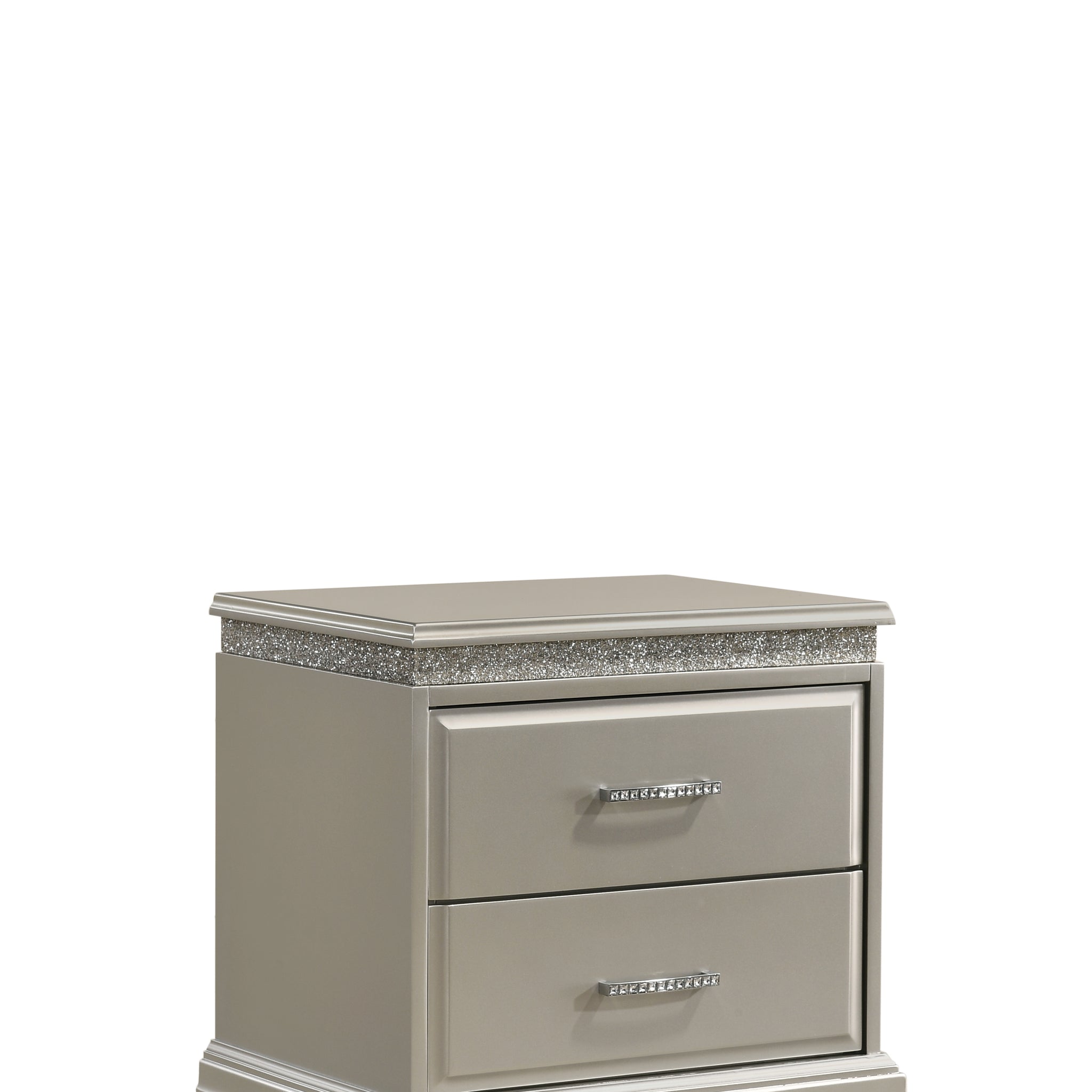 Valiant Nightstand Pearl Silver Silver White Wood