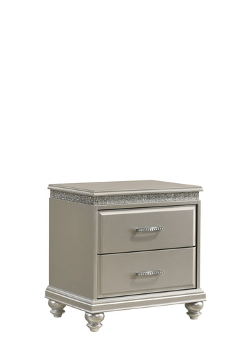 Valiant Nightstand Pearl Silver Silver White Wood