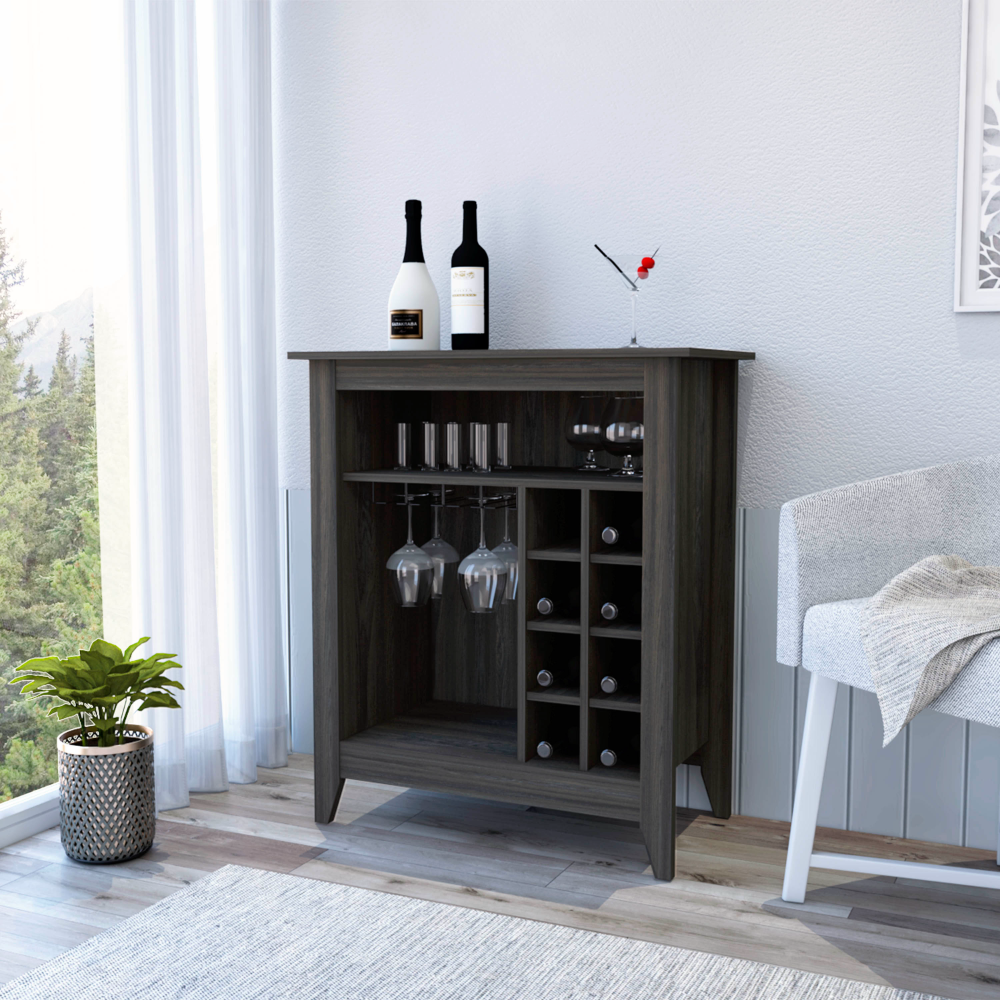 Bar Cabinet, One Open Drawer, One Open Shelf, Carbon Espresso Brown Particle Board Particle Board