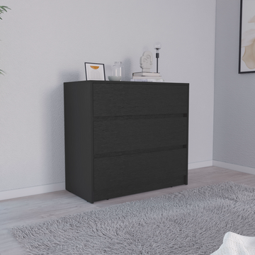Austin Three Drawer Dresser, Pull Out Mechanism Black Black Bedroom Modern Particle Board Particle Board