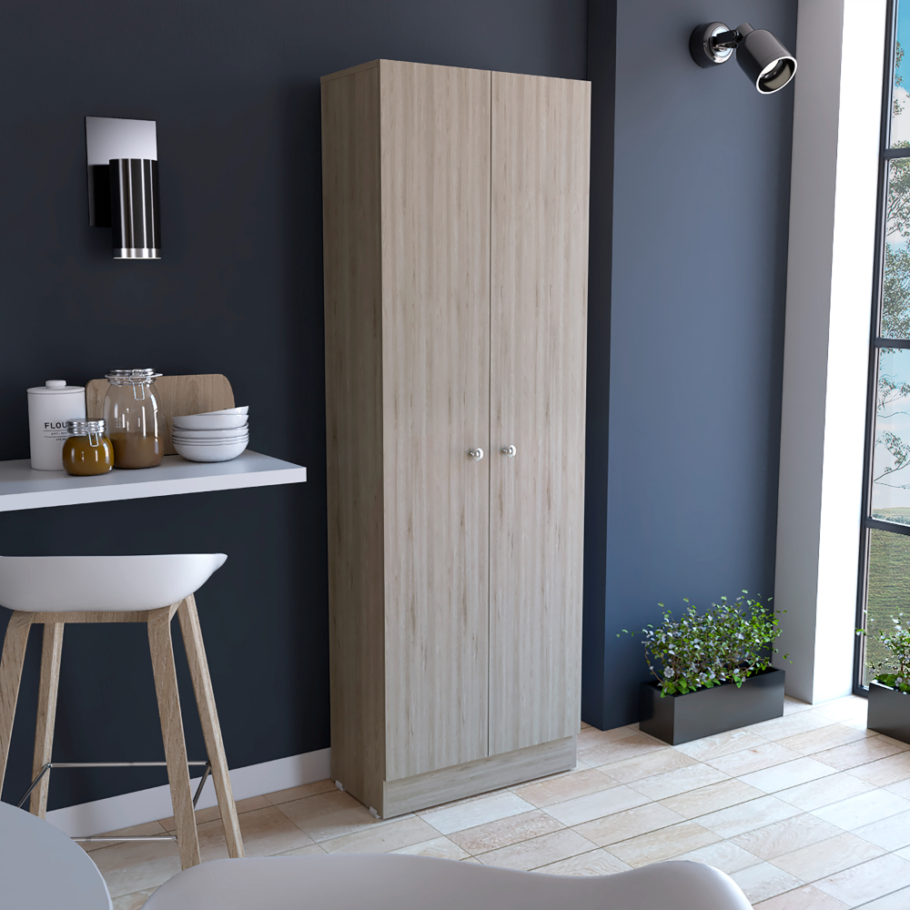 Multistorage Cabinet 71" H, Two Doors, Five Internal Shelves, Light Gray Gray Particle Board Particle Board