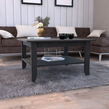 Sahara Coffee Table, Four Legs, One Shelf, Black Black Particle Board Particle Board