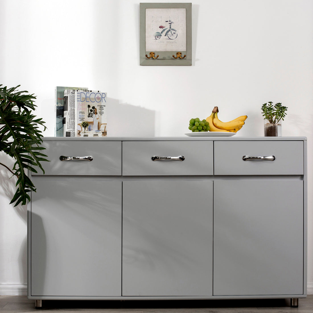 Three Doors Side Table Grey Grey Mdf