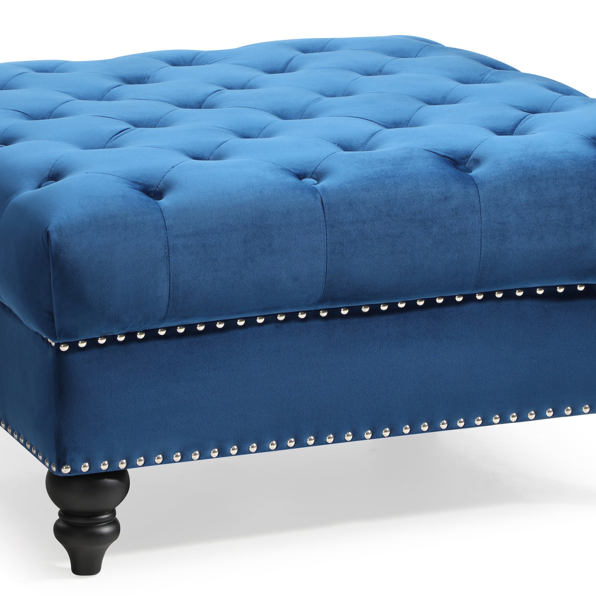 Nola G0351 O Ottomannavy Blue Navy Blue Foam Velvet