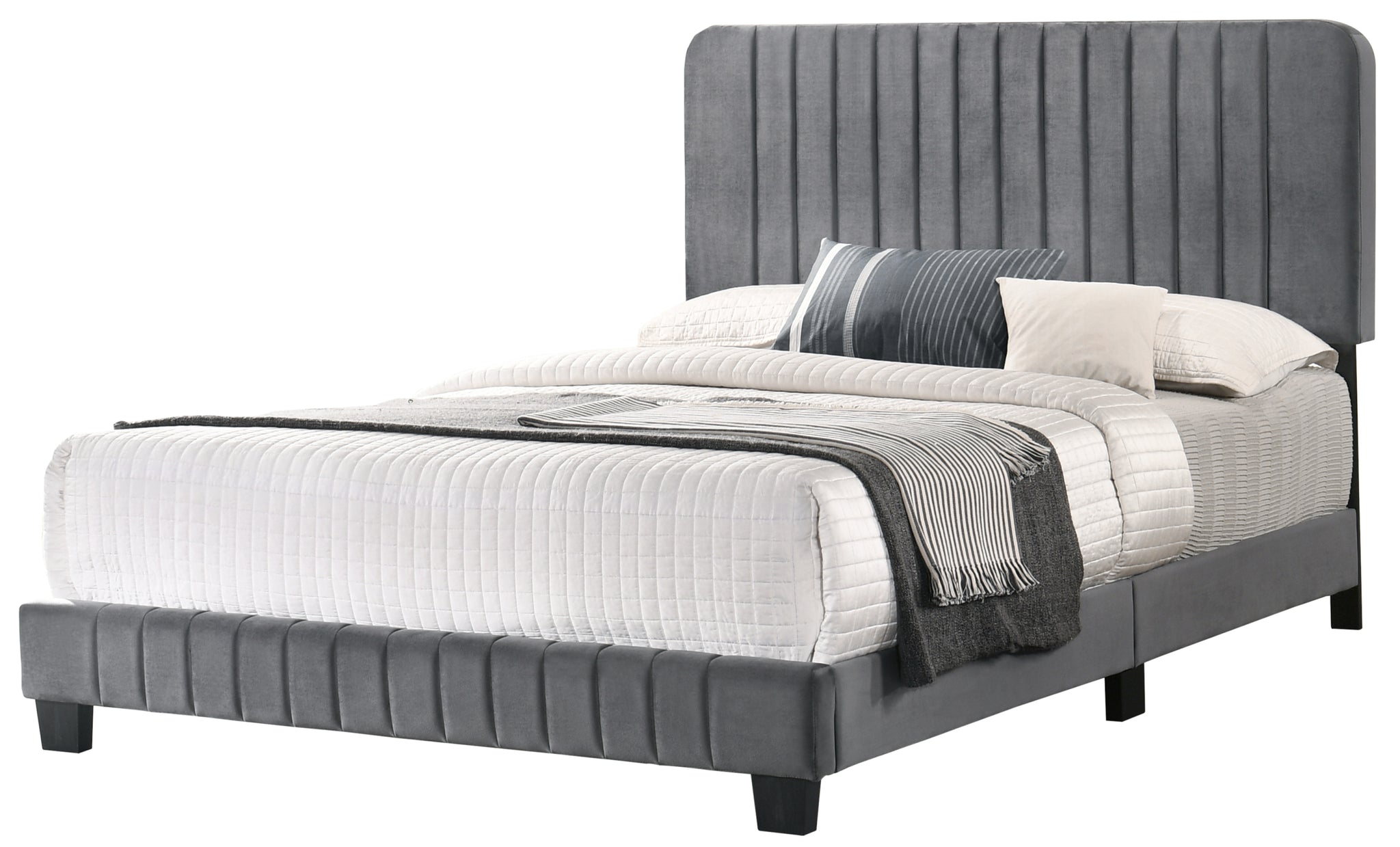 Lodi G0408 Fb Up Full Bedgray Gray Foam Velvet