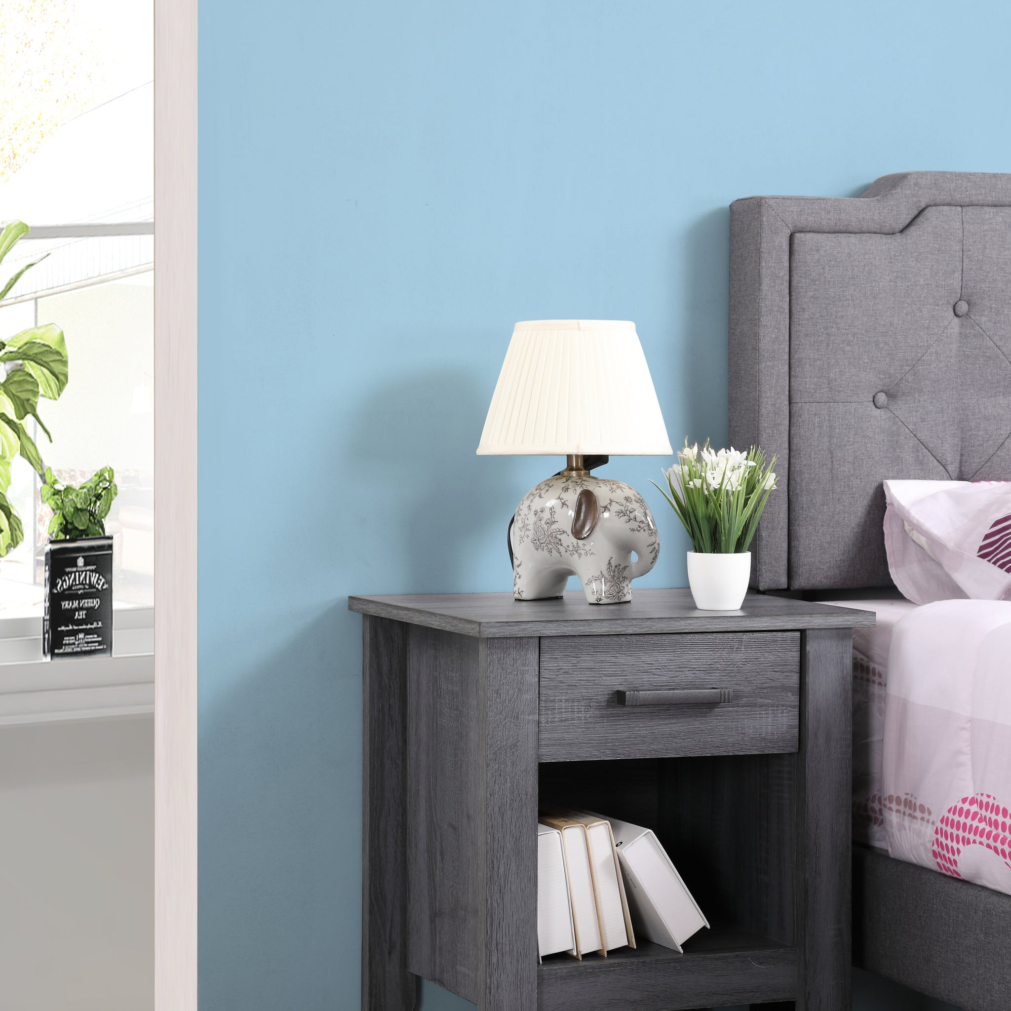 Lennox G053 N Nightstandgray Gray Particle Board