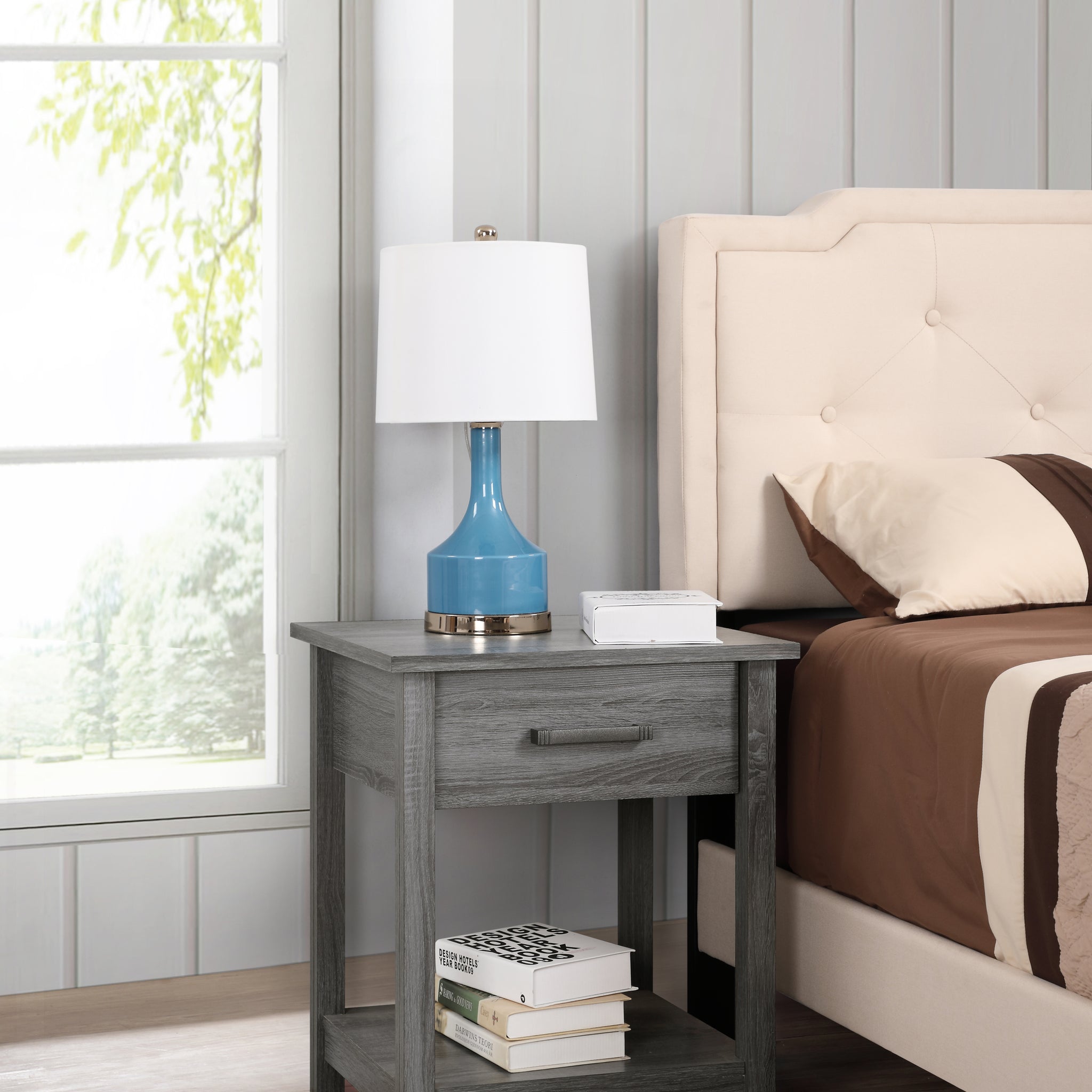 Salem G056 N Nightstandgray Gray Particle Board
