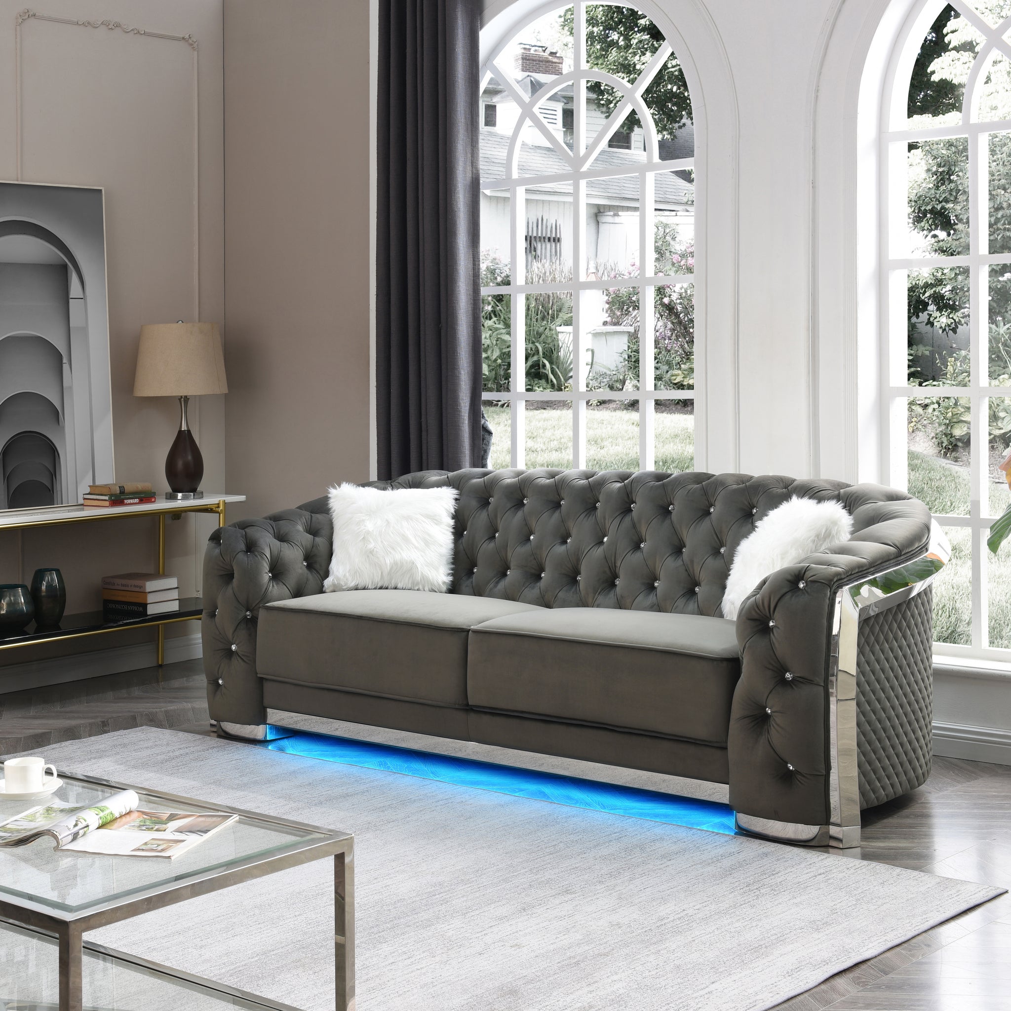 Sapphire G0590A S Sofagray Gray Foam Velvet