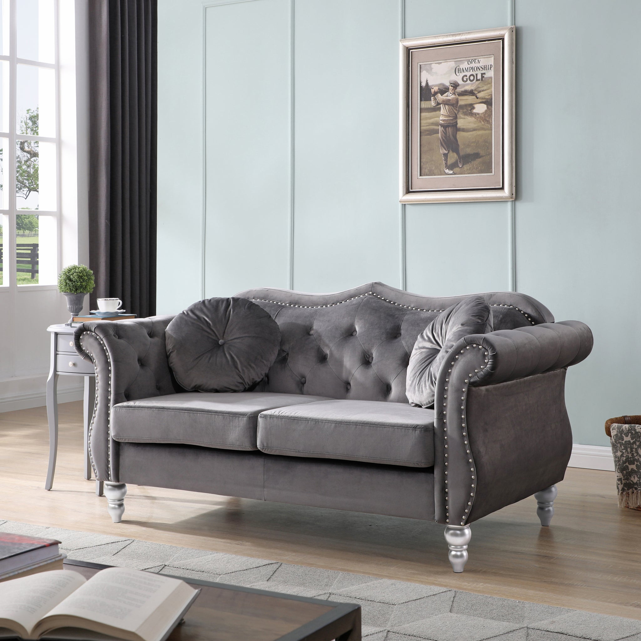 Hollywood G0660A L Loveseatdark Gray Dark Gray Foam Velvet