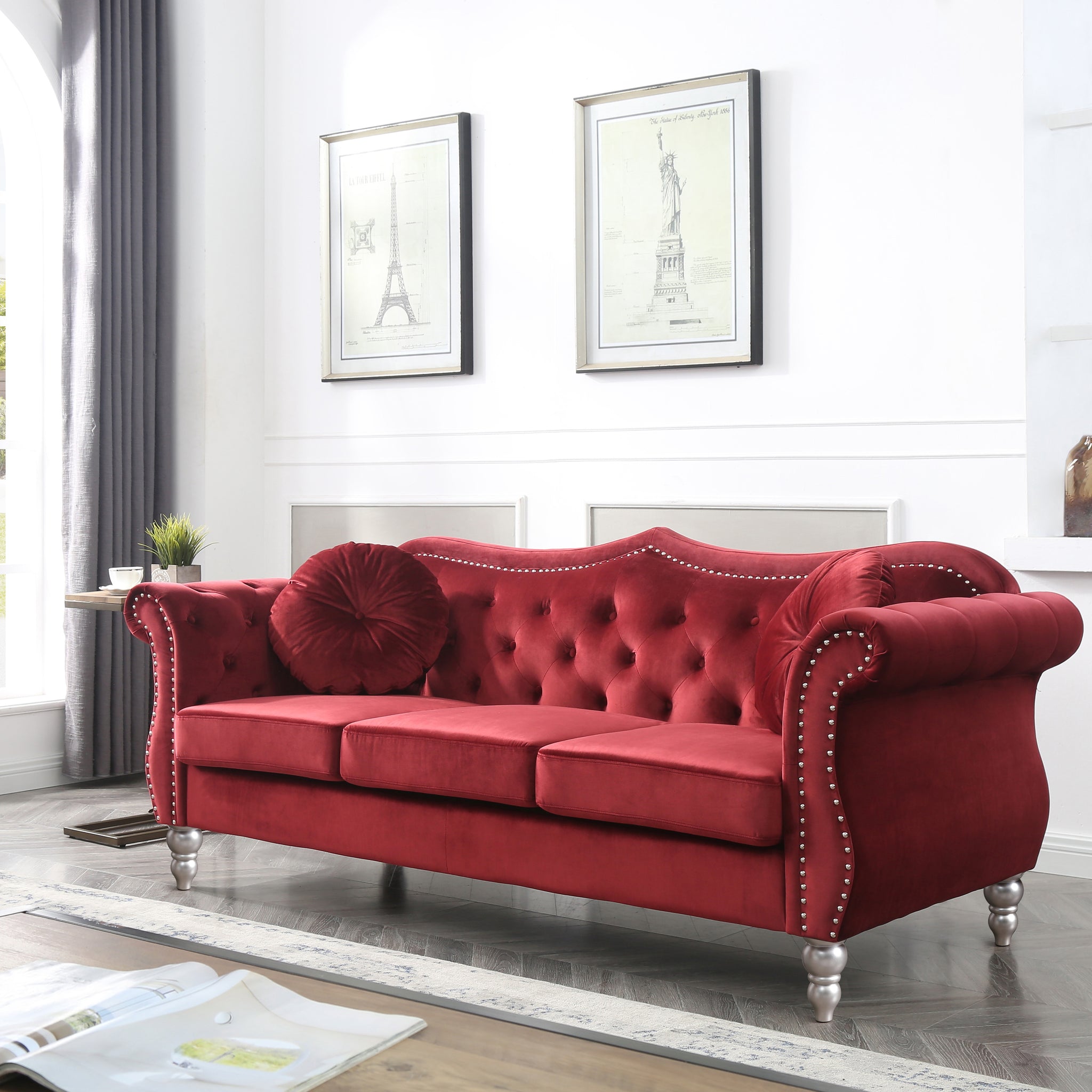 Hollywood G0669A S Sofaburgundy Burgundy Foam Velvet