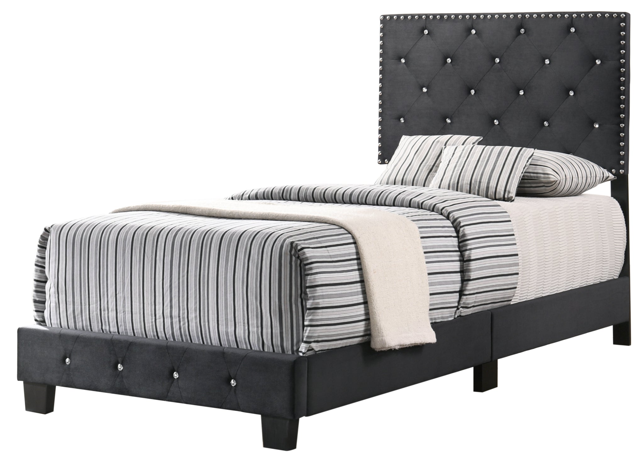 Chic Black Twin Bed For Every Space Black Foam Velvet
