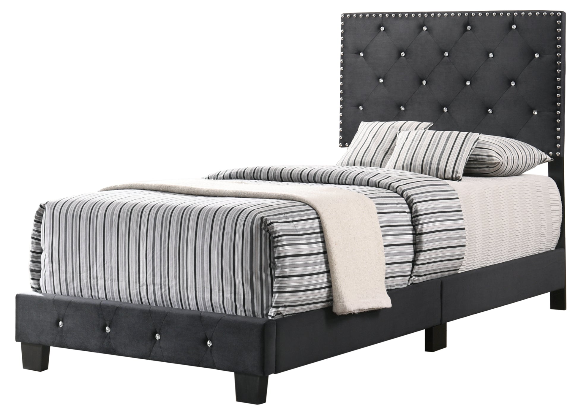 Chic Black Twin Bed For Every Space Black Foam Velvet