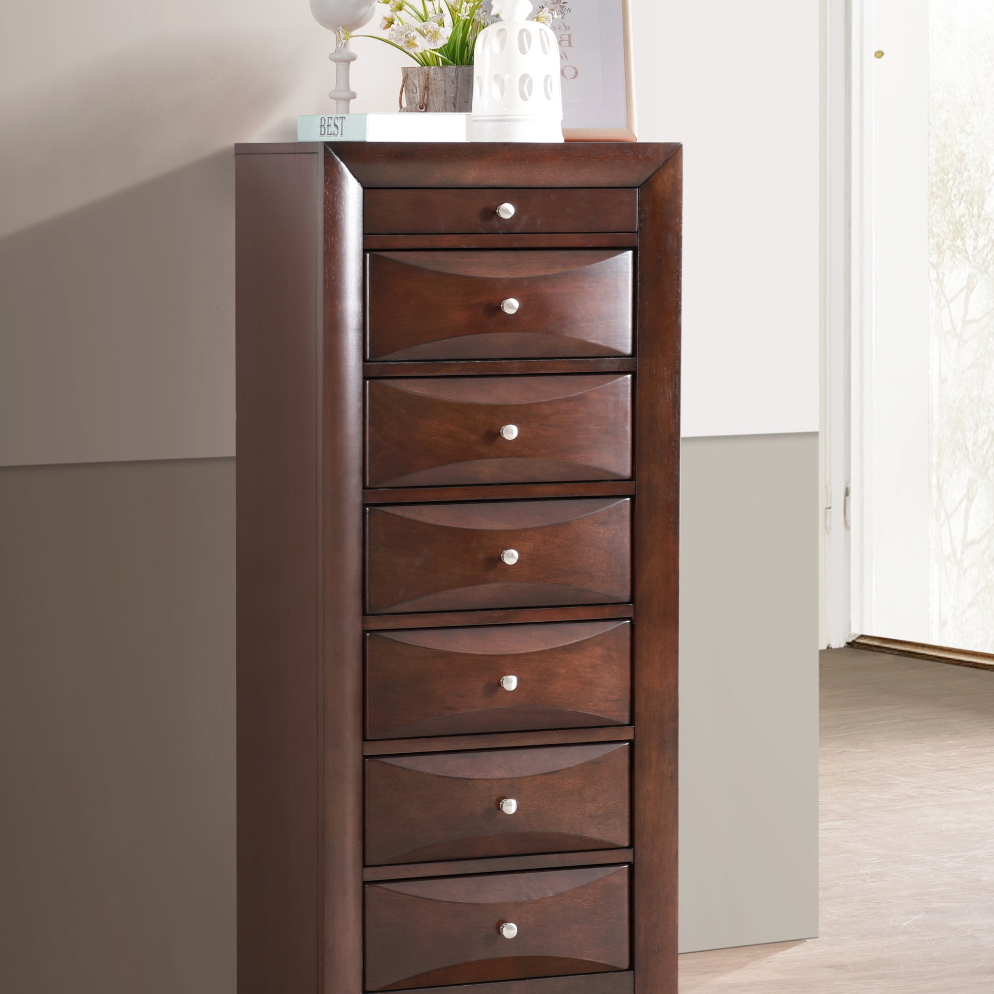 Marilla G1525 Lc 7 Drawer Lingerie Chestcappuccino Beige Particle Board
