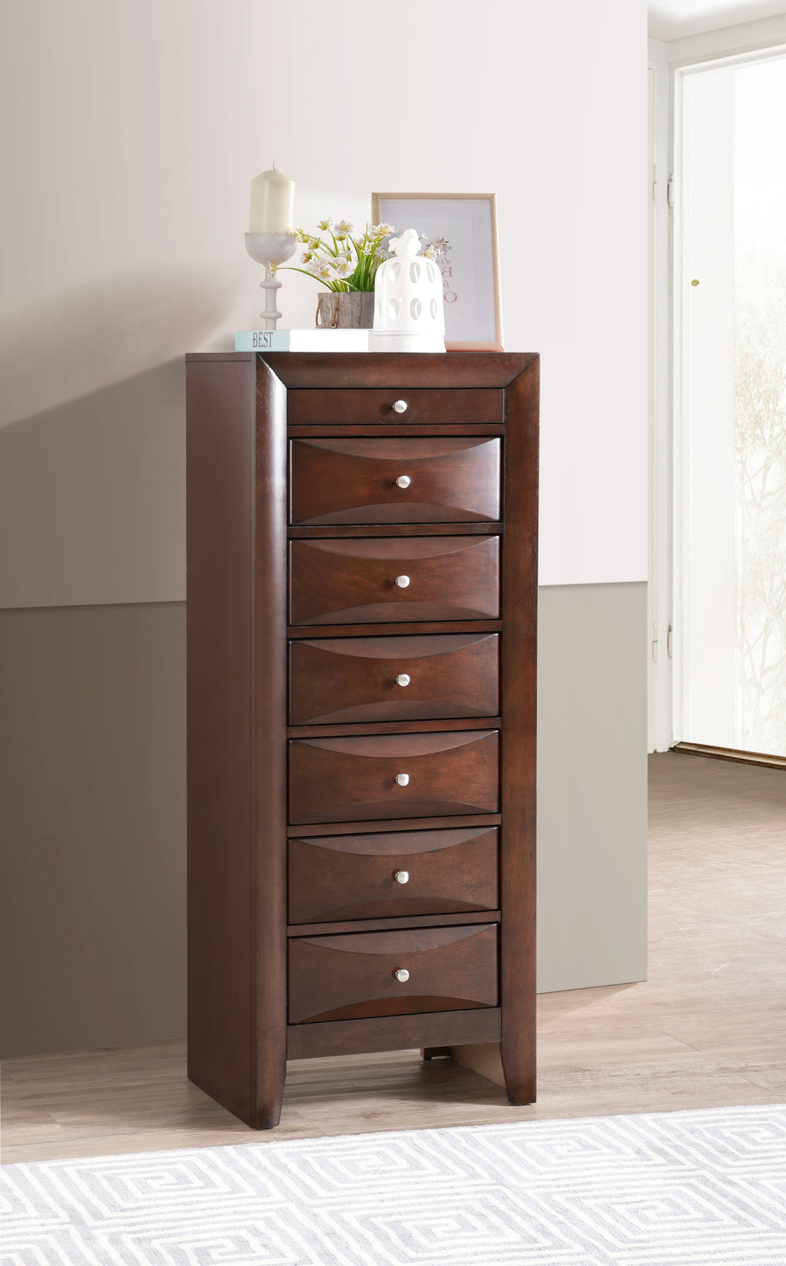 Marilla G1525 Lc 7 Drawer Lingerie Chestcappuccino Beige Particle Board