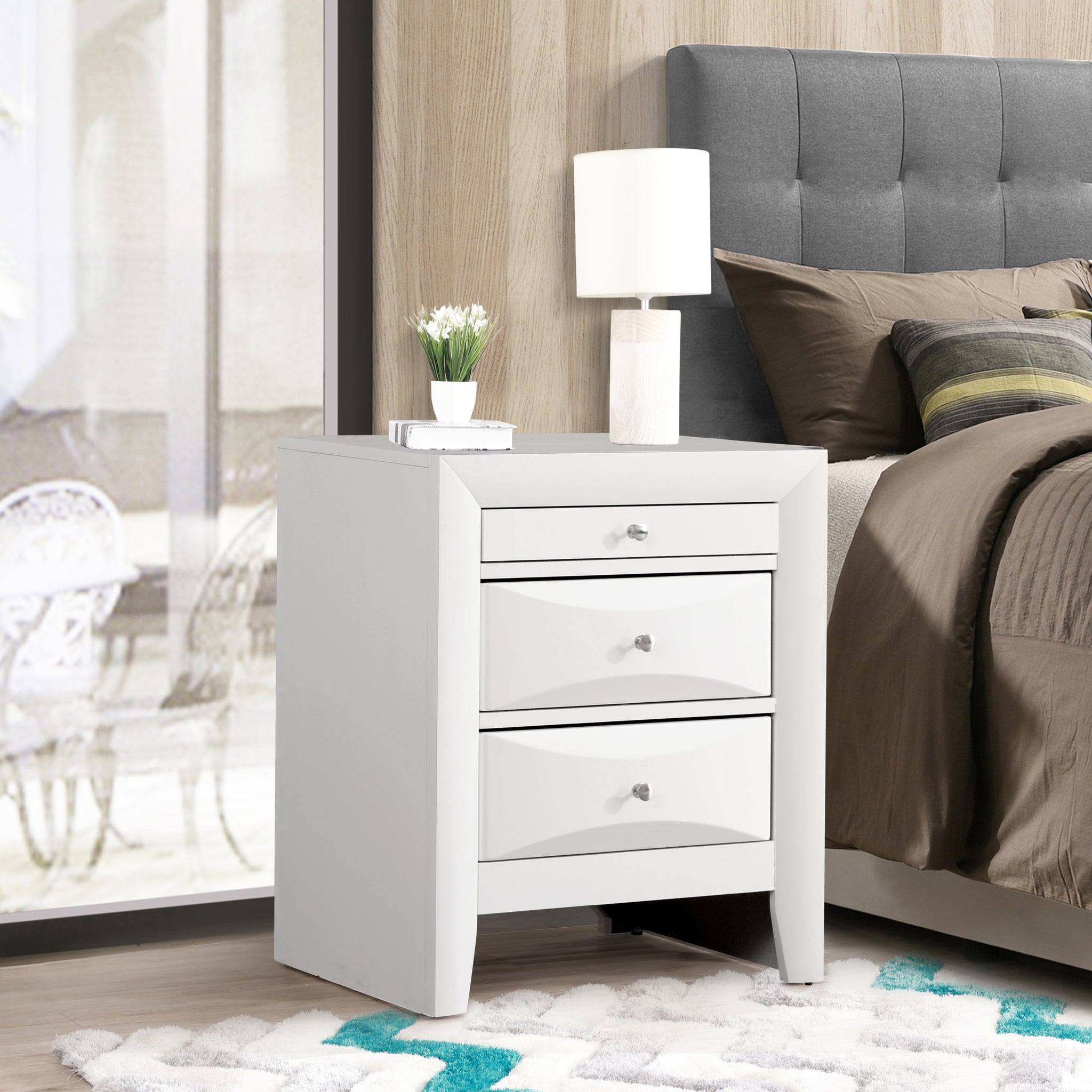 Marilla G1570 N Nightstandwhite White Particle Board