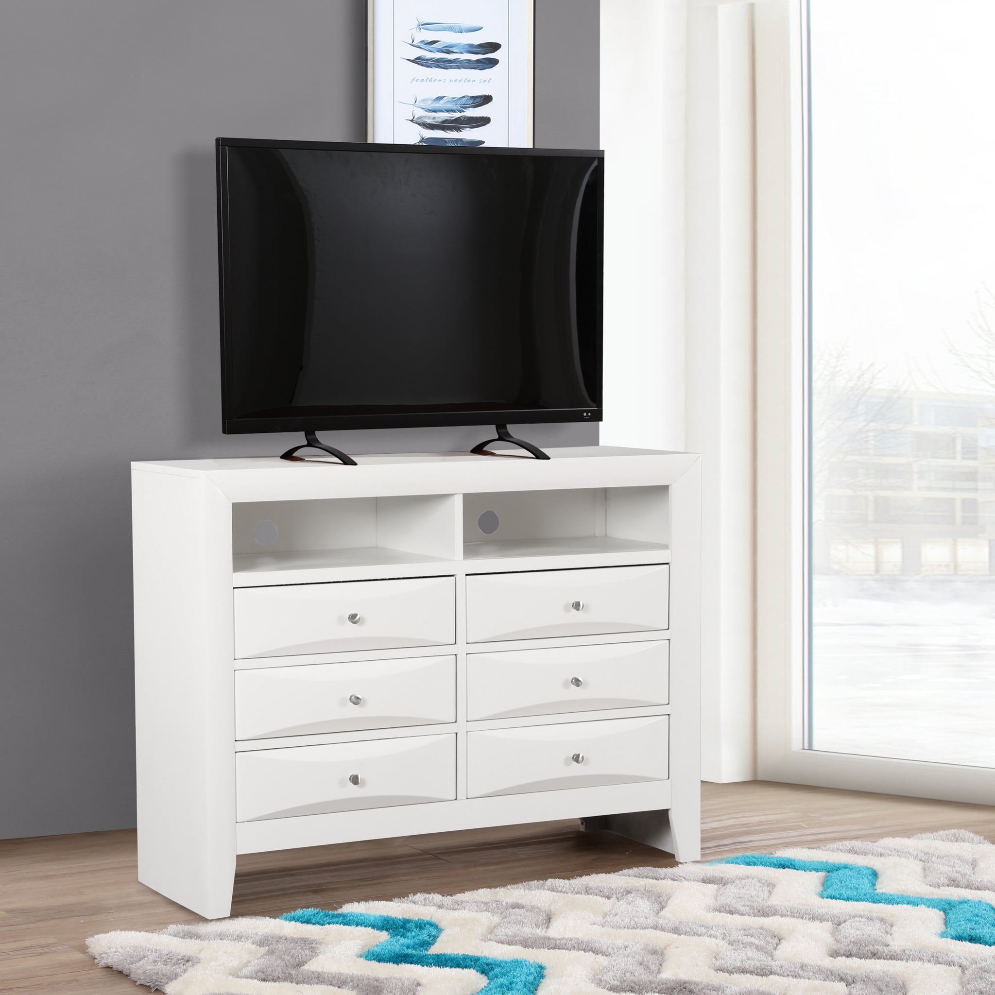 Marilla G1570 Tv2 Media Chestwhite White Particle Board