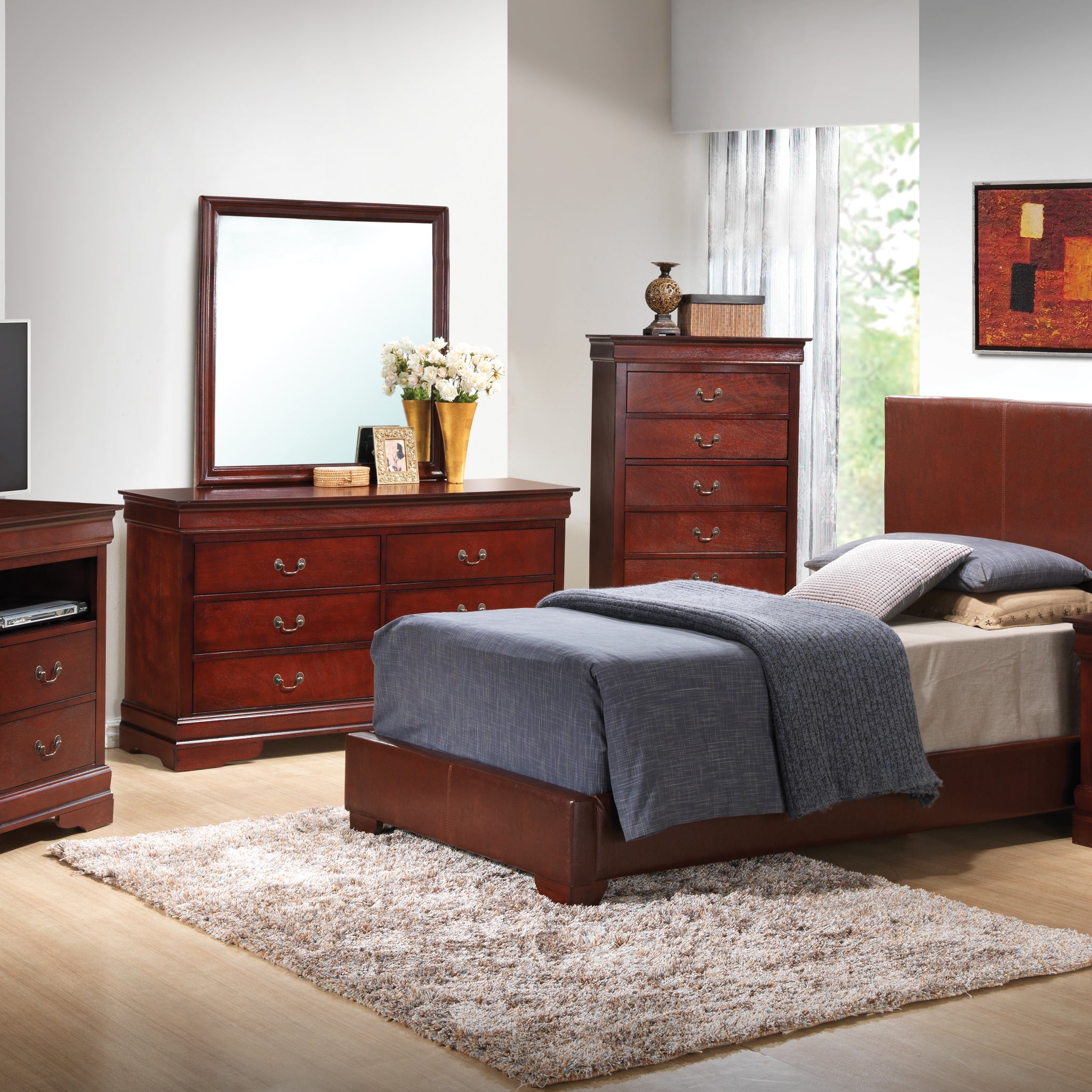 Aaron G1855 Tb Up Twin Bedlight Brown Light Brown Foam Pu