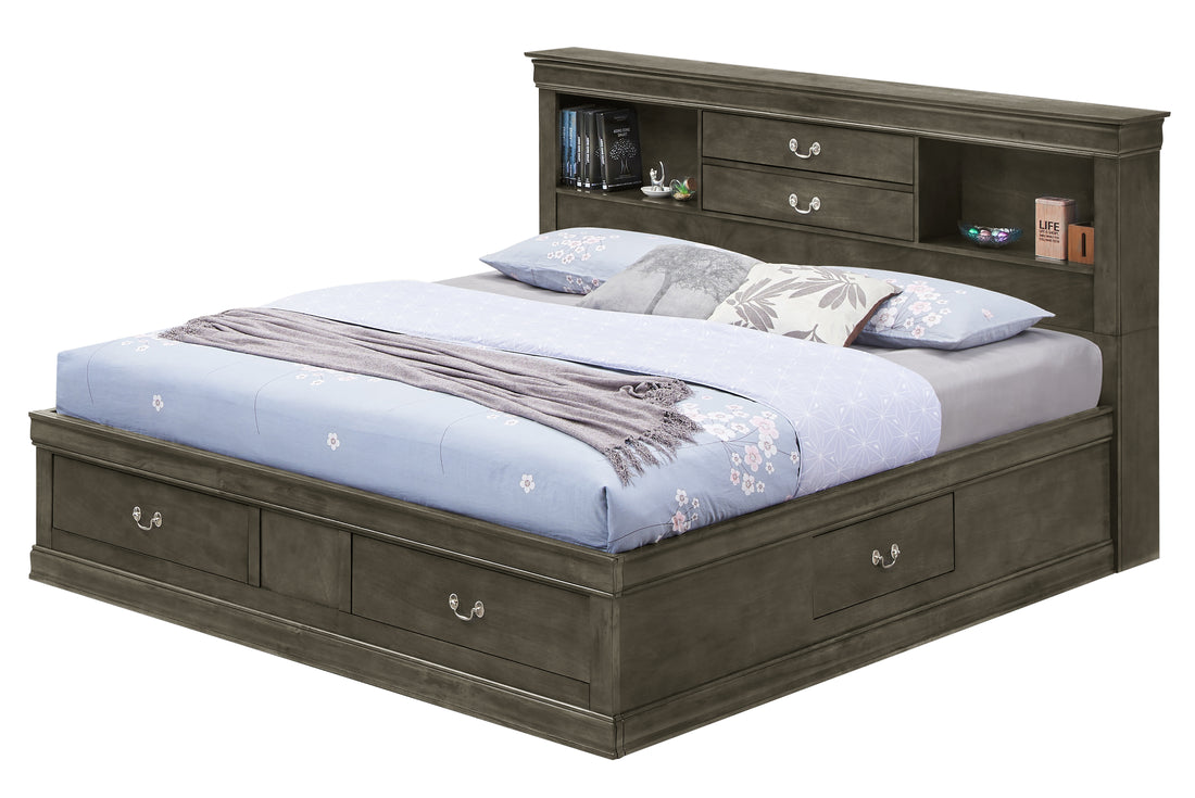 Louis Phillipe G3105B Qsb Queen Storage Bedgray Gray Particle Board