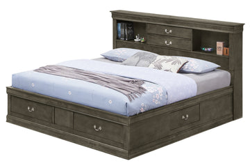 Louis Phillipe G3105B Qsb Queen Storage Bedgray Gray Particle Board