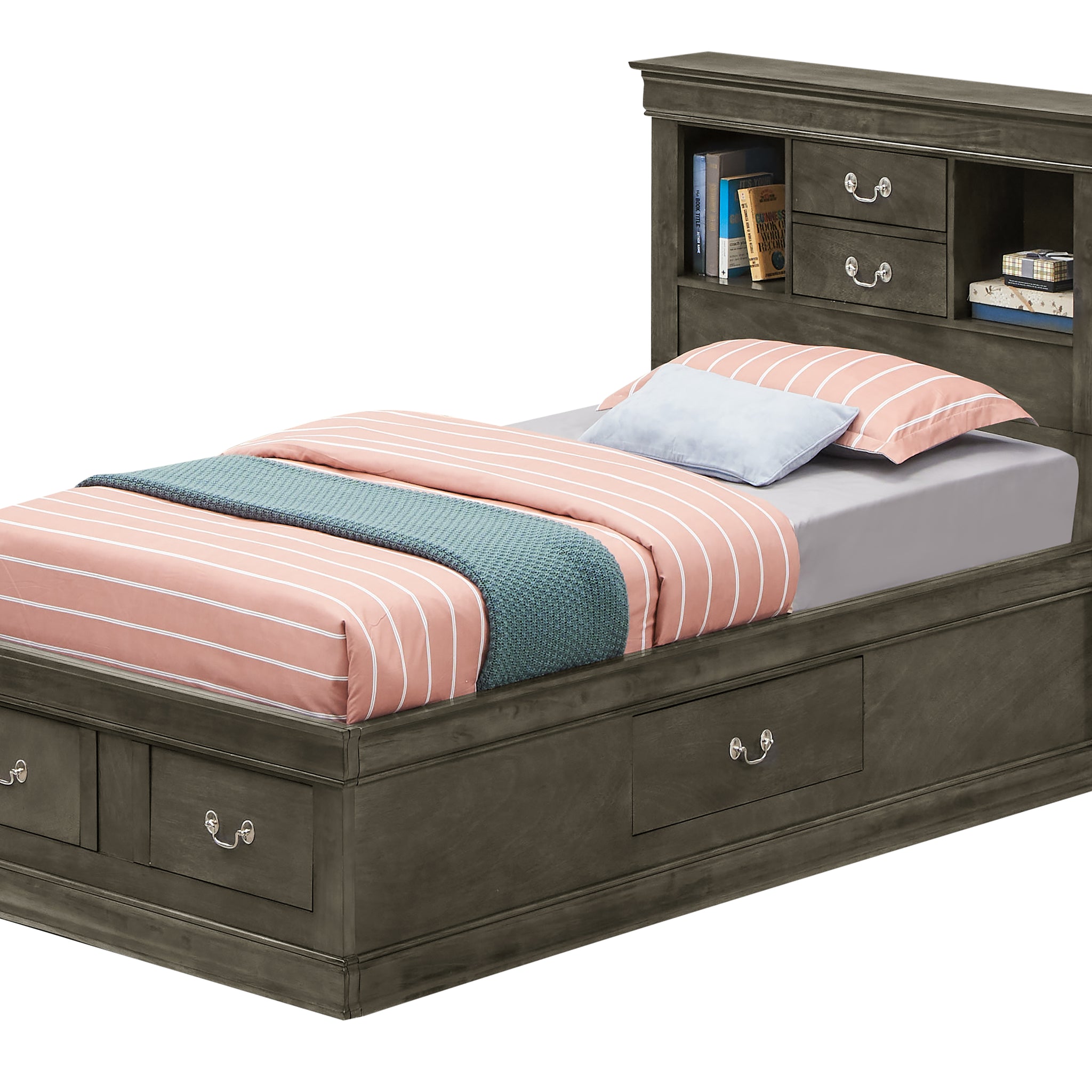 Louis Phillipe G3105B Tsb Twin Storage Bedgray Gray Particle Board