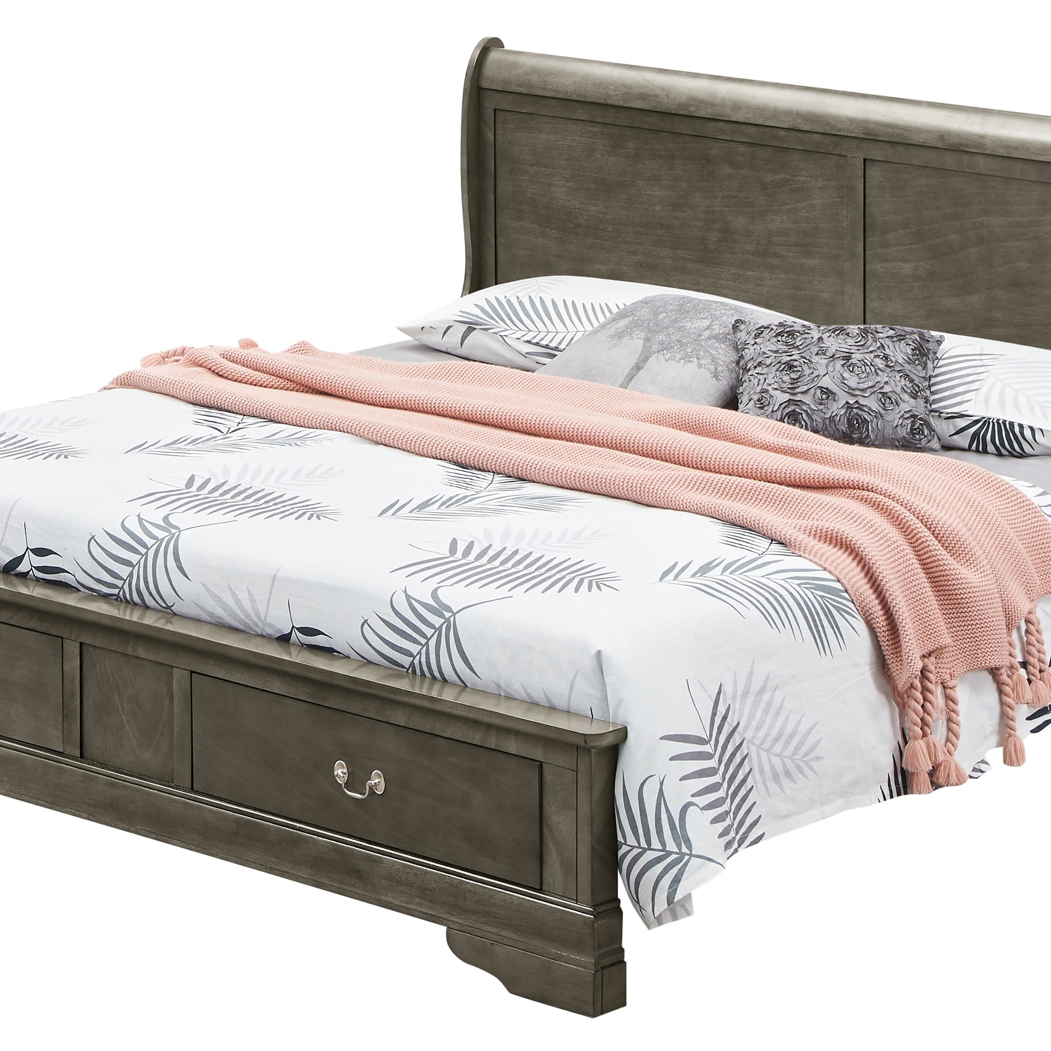 Louis Phillipe G3105D Qsb2 Queen Storage Bedgray Gray Particle Board