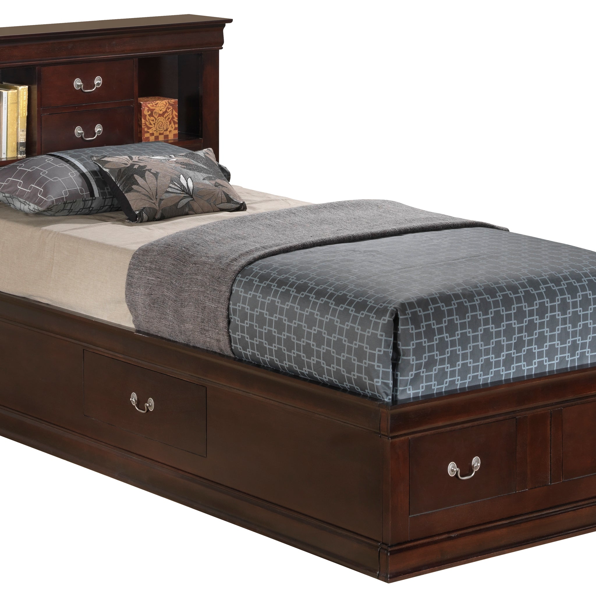 Louis Phillipe G3125B Tsb Twin Storage Bedcappuccino Box Spring Not Required Twin Cappuccino Partice Board Mdf Pine Wood