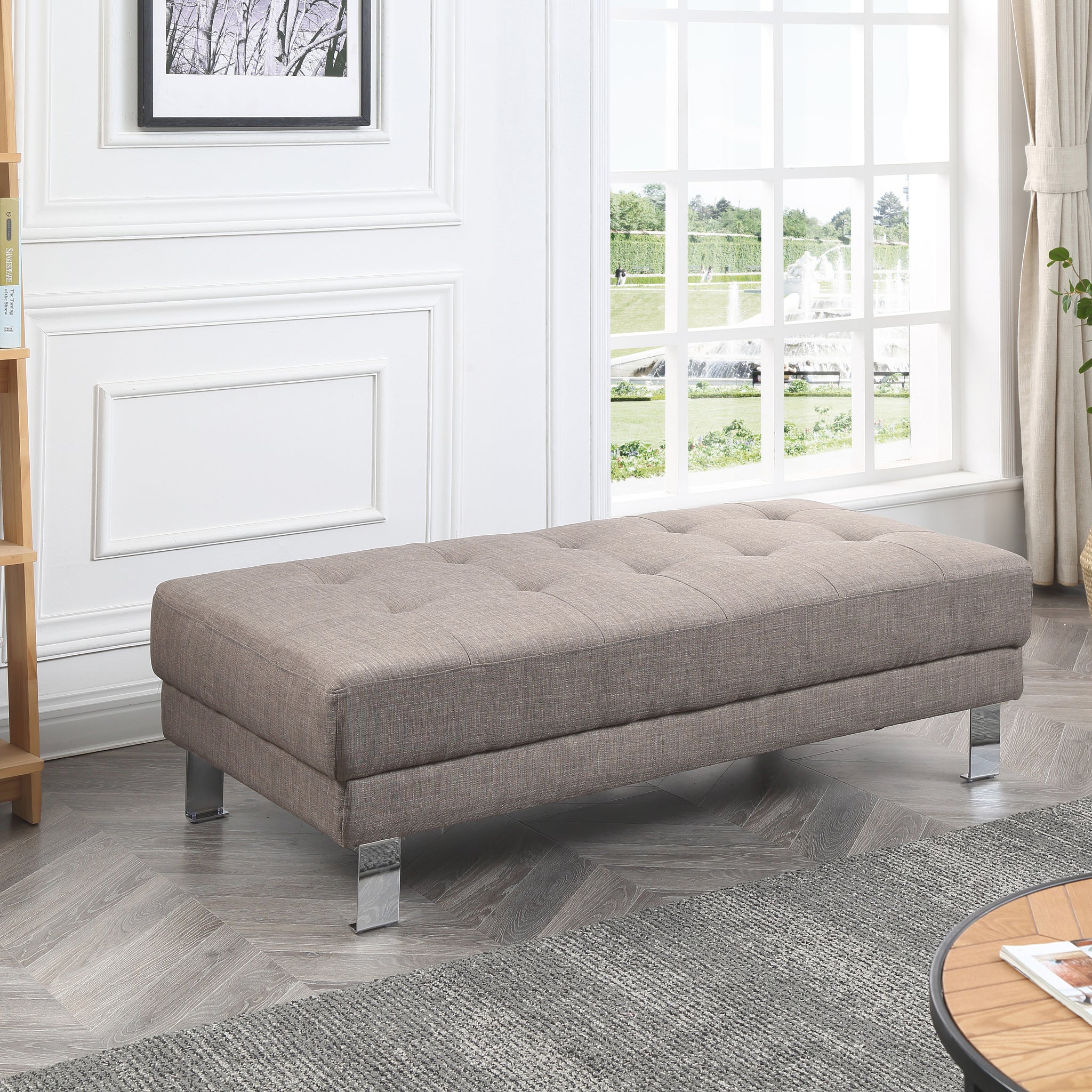 Sleek Gray Contemporary Ottoman For Living Rooms Gray Foam Fabric