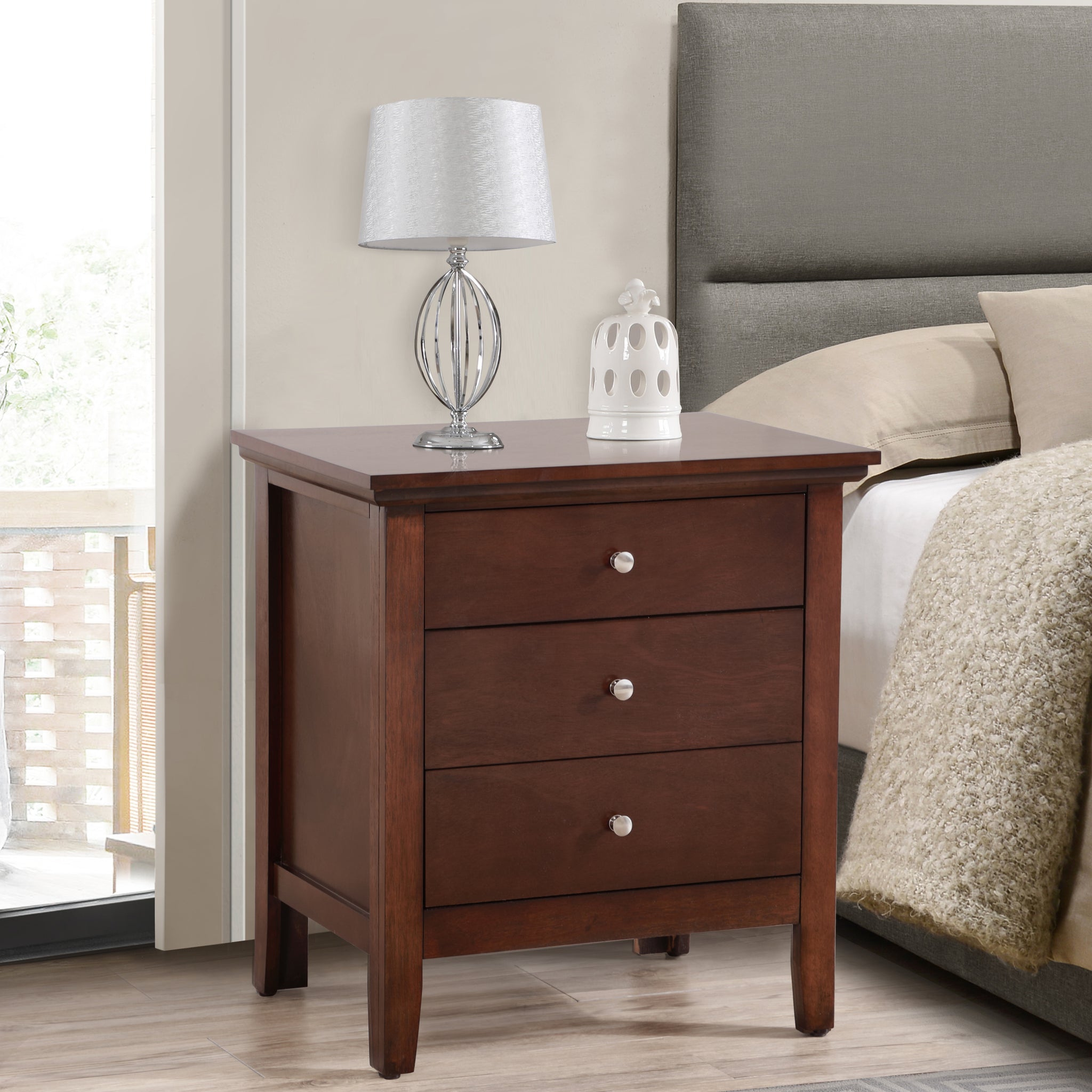 Hammond G5425 N 3 Drawer Nightstandcappuccino Beige Particle Board