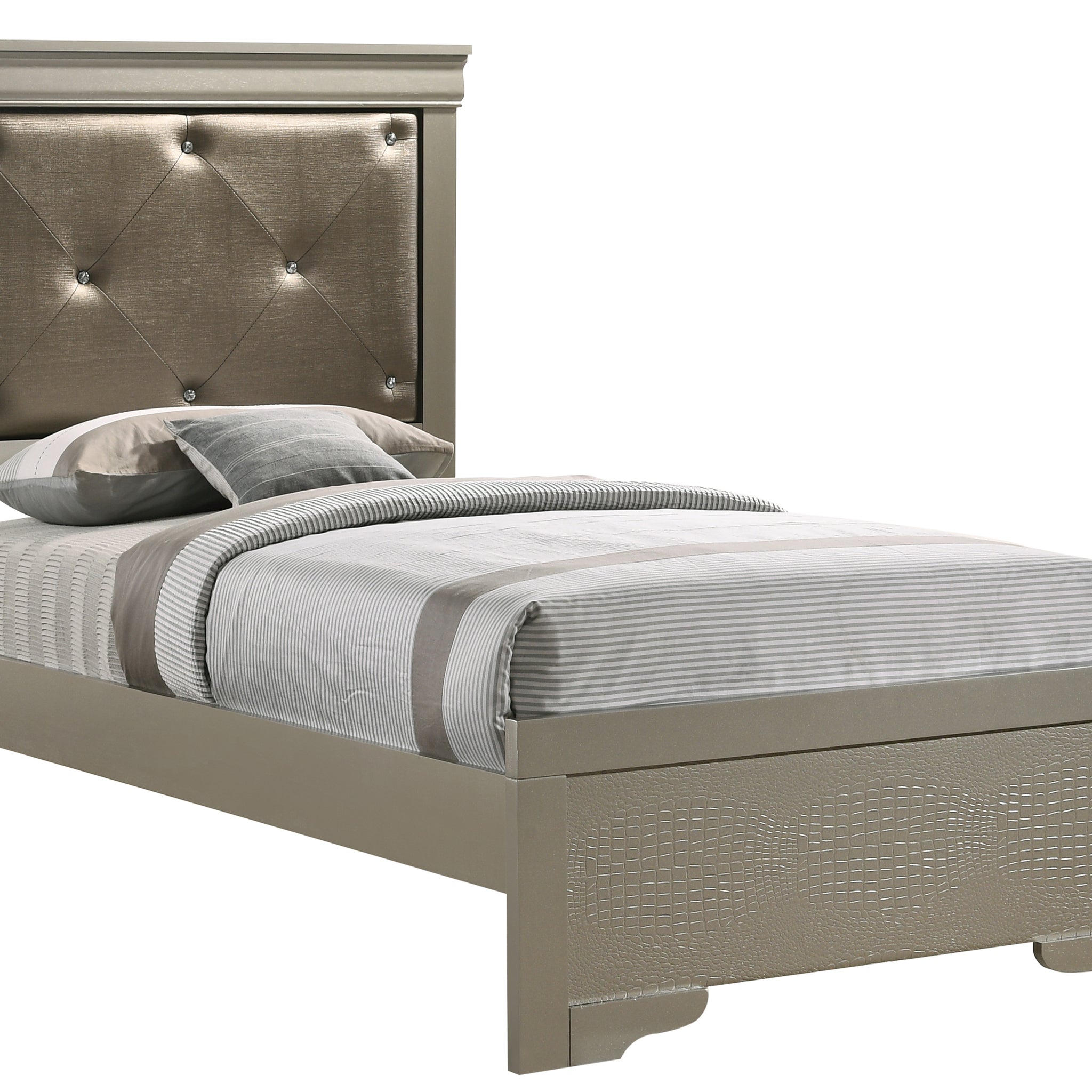 Lorana G6500B Tb2 Twin Bedsilver Champagne Twin Champagne Bedroom Panel Particle Board