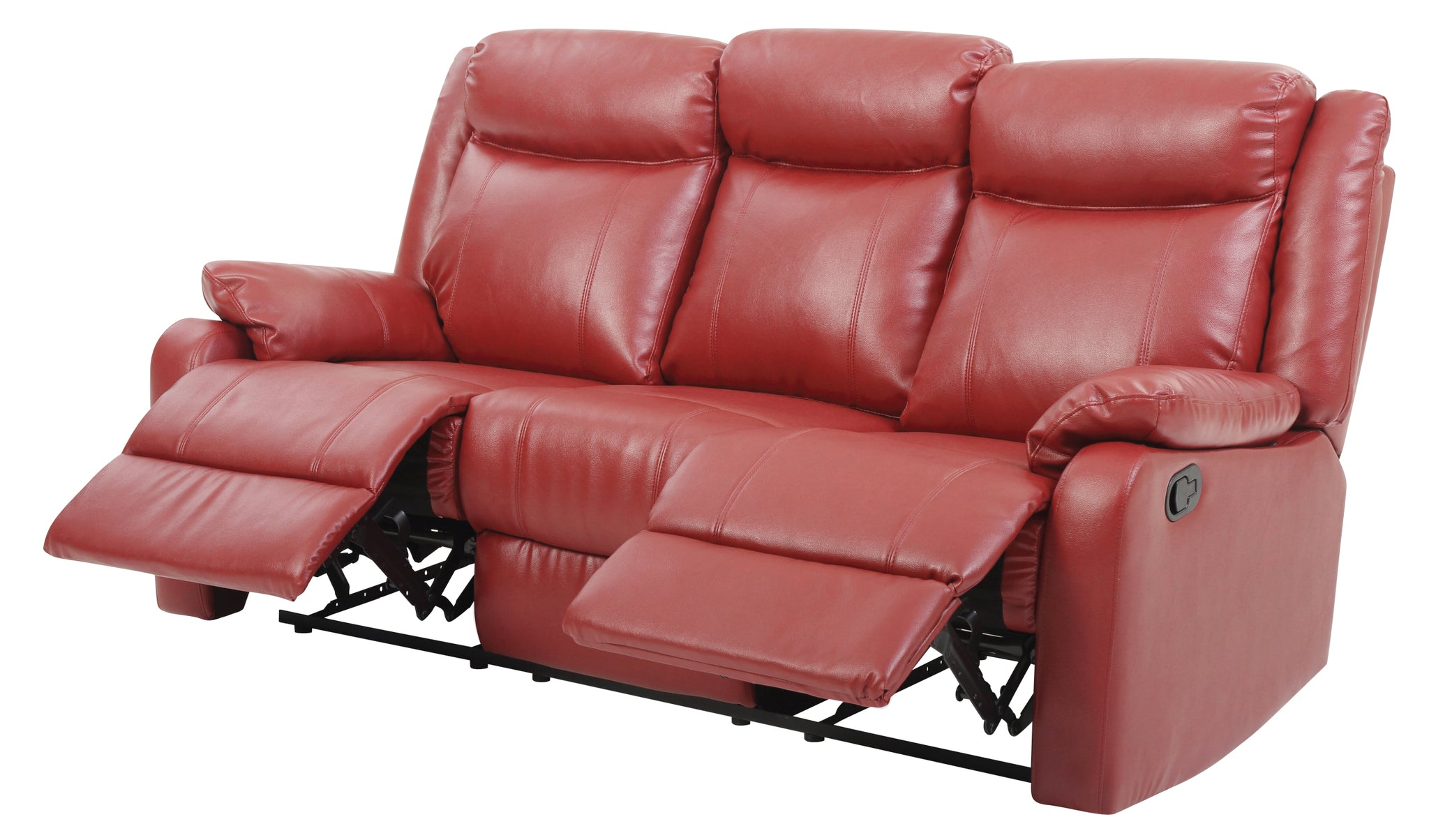 Ward G765A Rs Double Reclining Sofared Red Faux Leather Manual Handle Primary Living Space Medium Firm Tight Back Pillow Top Arms Foam Pu