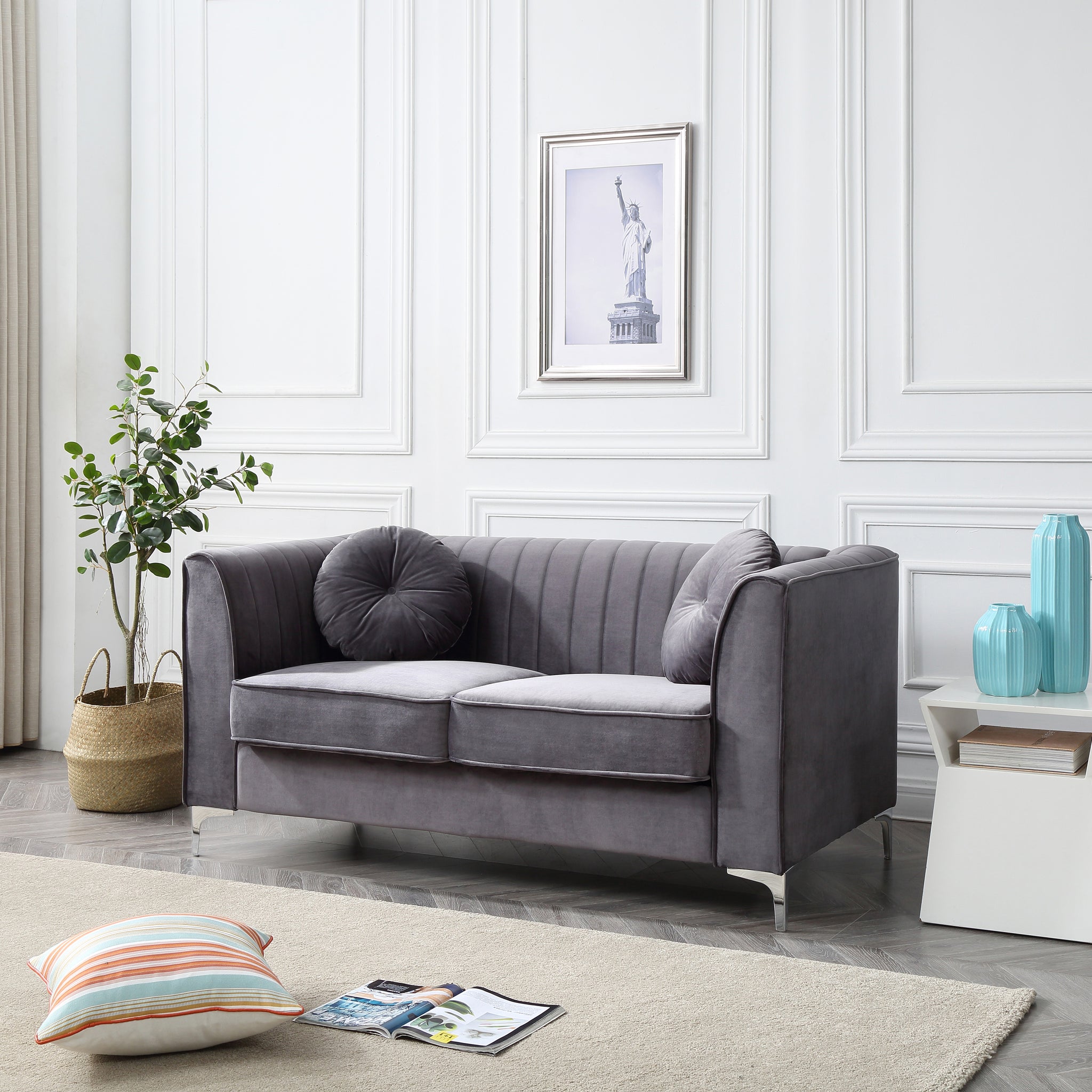 Delray G790A L Loveseat 2 Boxes Gray Gray Foam Velvet