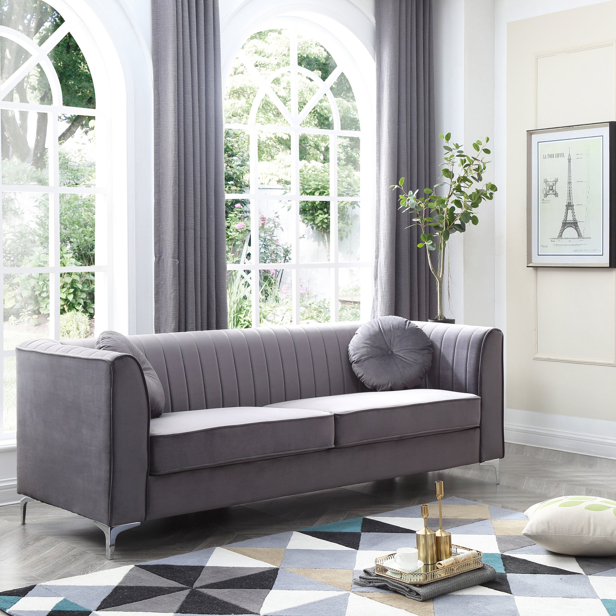 Delray G790A S Sofa 2 Boxes Gray Gray Foam Velvet