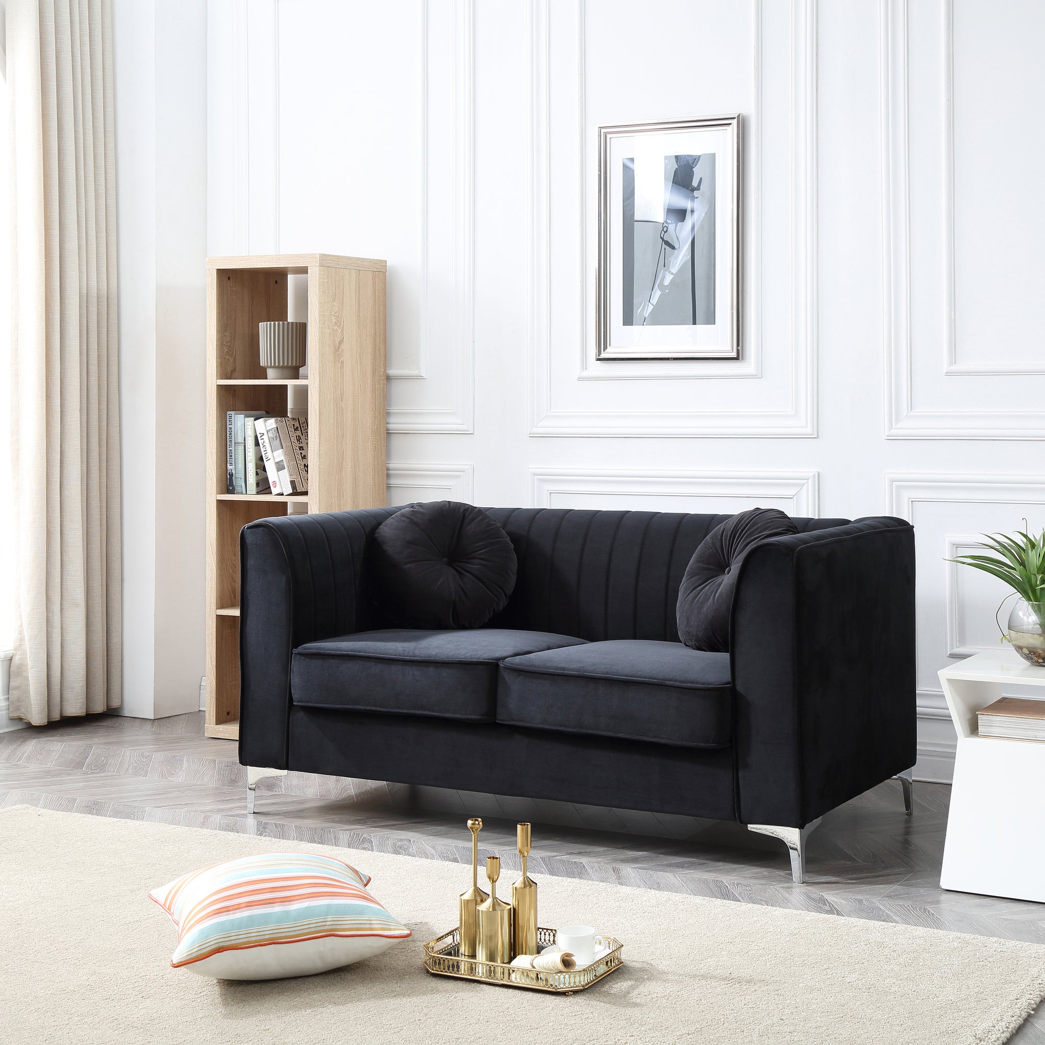 Delray G793A L Loveseat 2 Boxes Black Black Foam Velvet