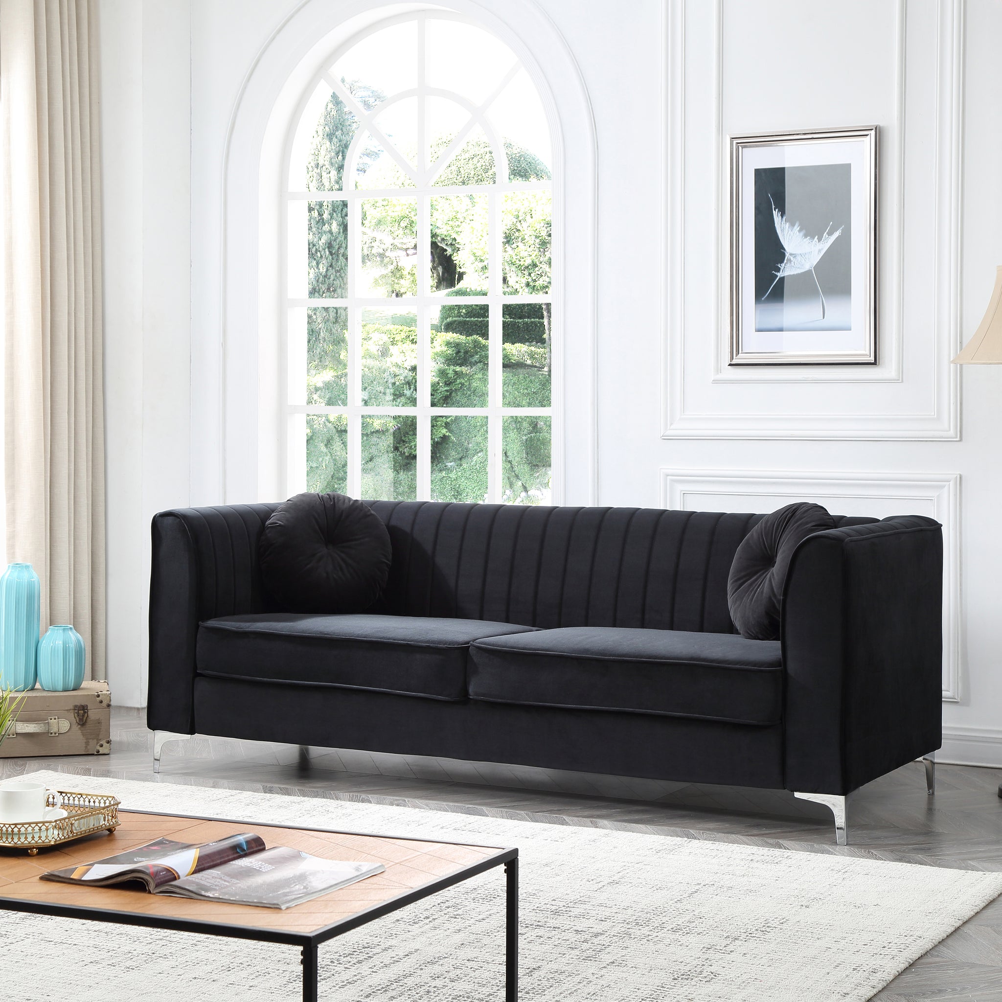 Delray G793A S Sofa 2 Boxes Black Black Foam Velvet