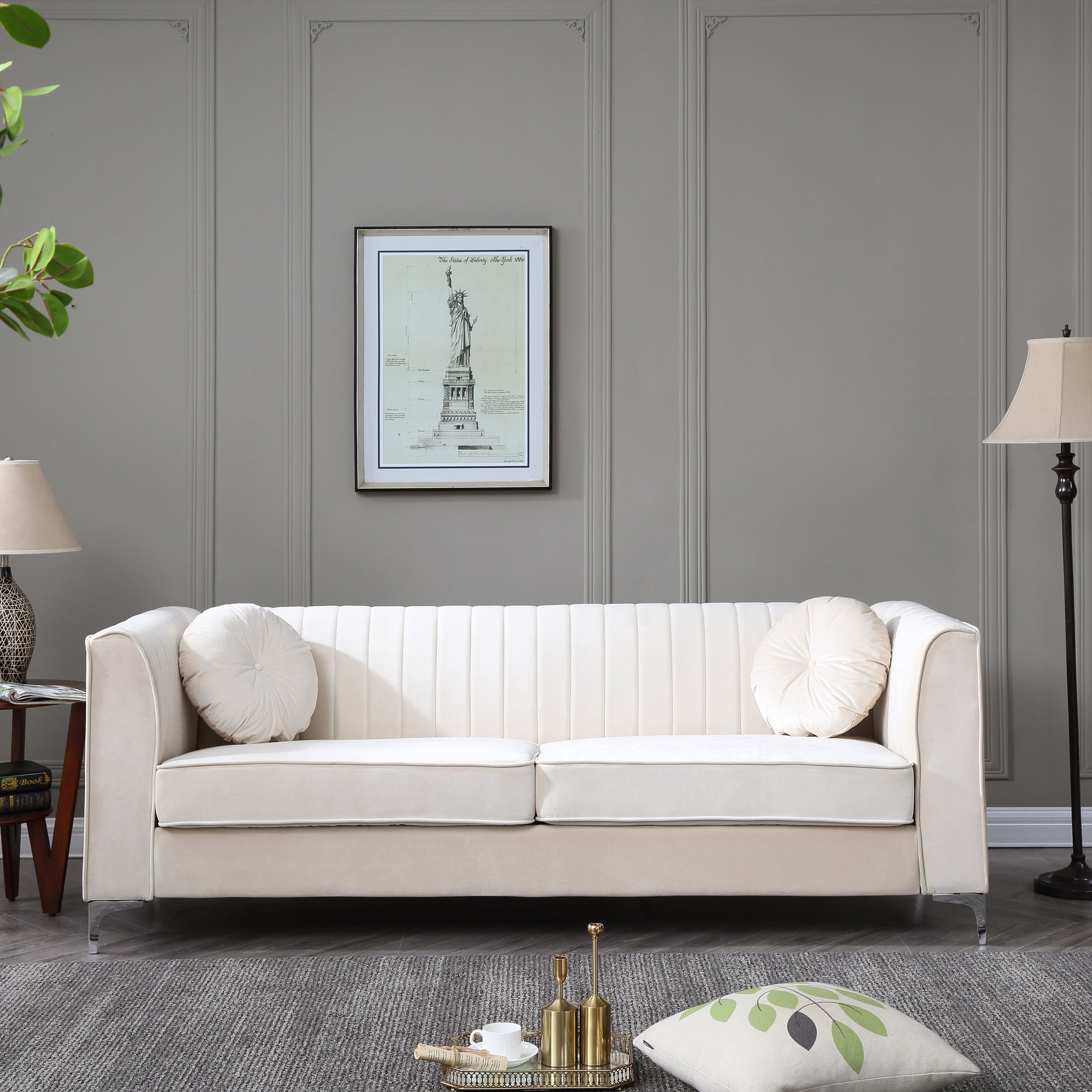 Delray G797A S Sofa 2 Boxes Ivory Ivory Foam Velvet