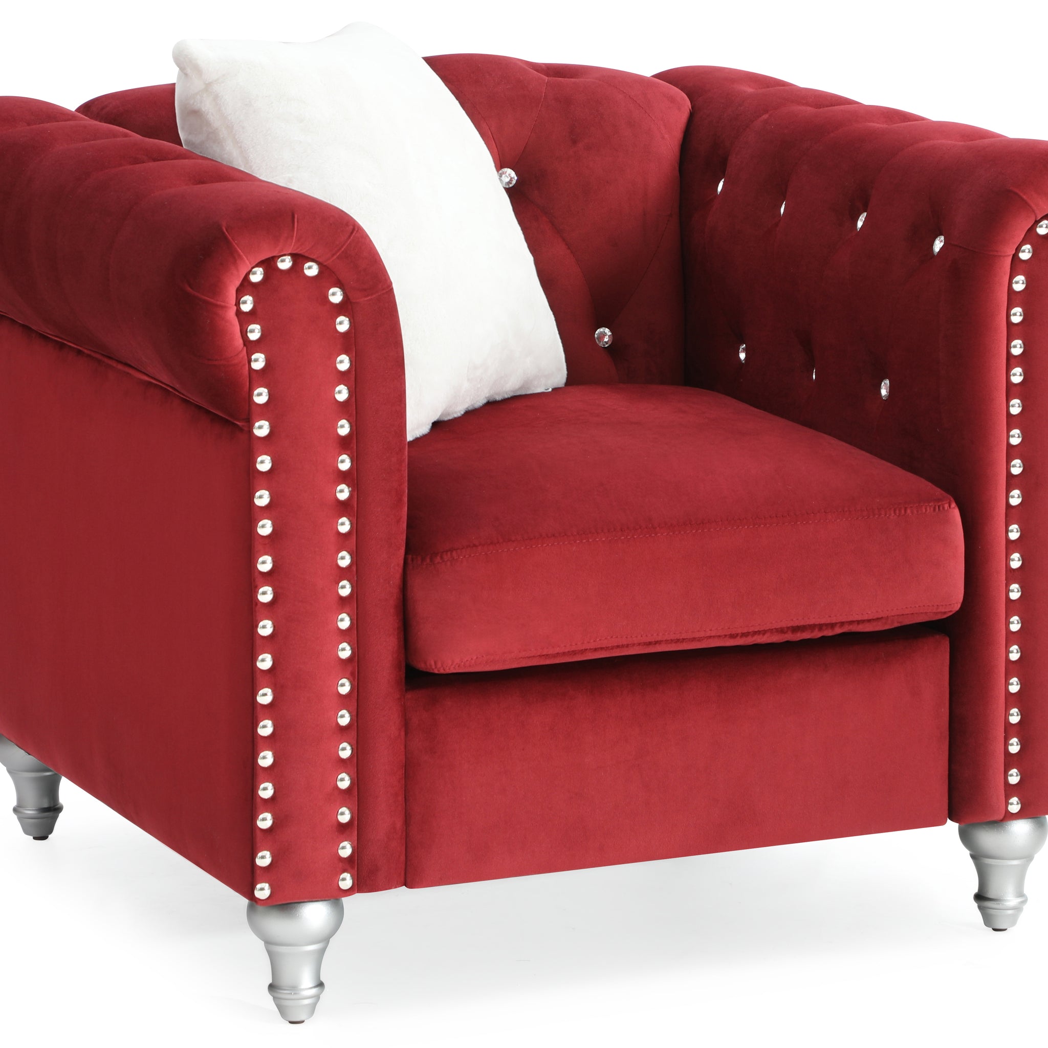 Elegant Burdy Armchair For Relaxation Burgundy Foam Velvet