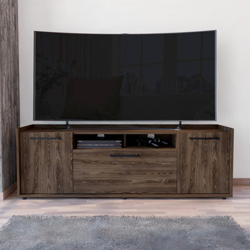 Hollywood Tv Stand For Tv S Up 60", Double Door Cabinets, One Flexible Cabinet, Dark Walnut Brown 60 69 Inches Particle Board Particle Board