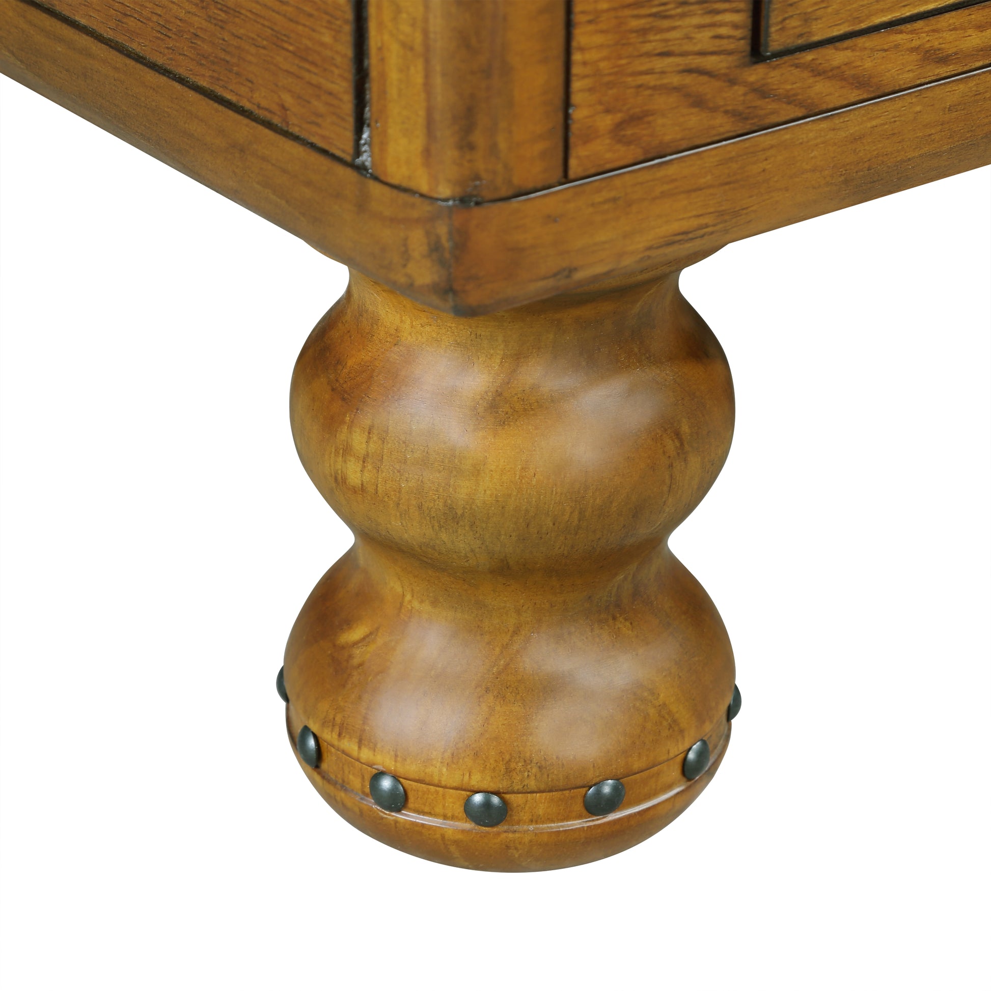 Rectangle Living Room Coffee Table Set, 3 Piece Solid Wood Living Room Table Set, 1 Coffee Table And 2 End Table, Wood Center Table Tea Table Set With Rivet Decoration Legs.Antique Brown Antique Brown Pine