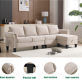 Arrived Convertible Sectional Sofa With Storage,L Shaped Sofa,Four Seater Sofa,Modern Linen Fabric Sectional Couches For Living Room, Beige Beige Polyester Wood Primary Living Space Medium Soft Cushion Back Modern Wood 4 Seat